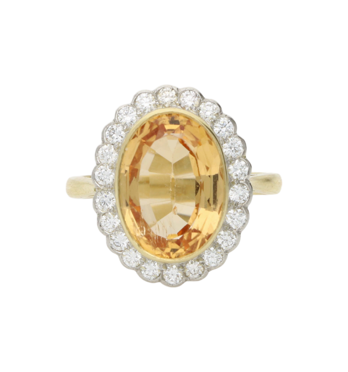 18ct and platinum topaz and diamond cluster ring