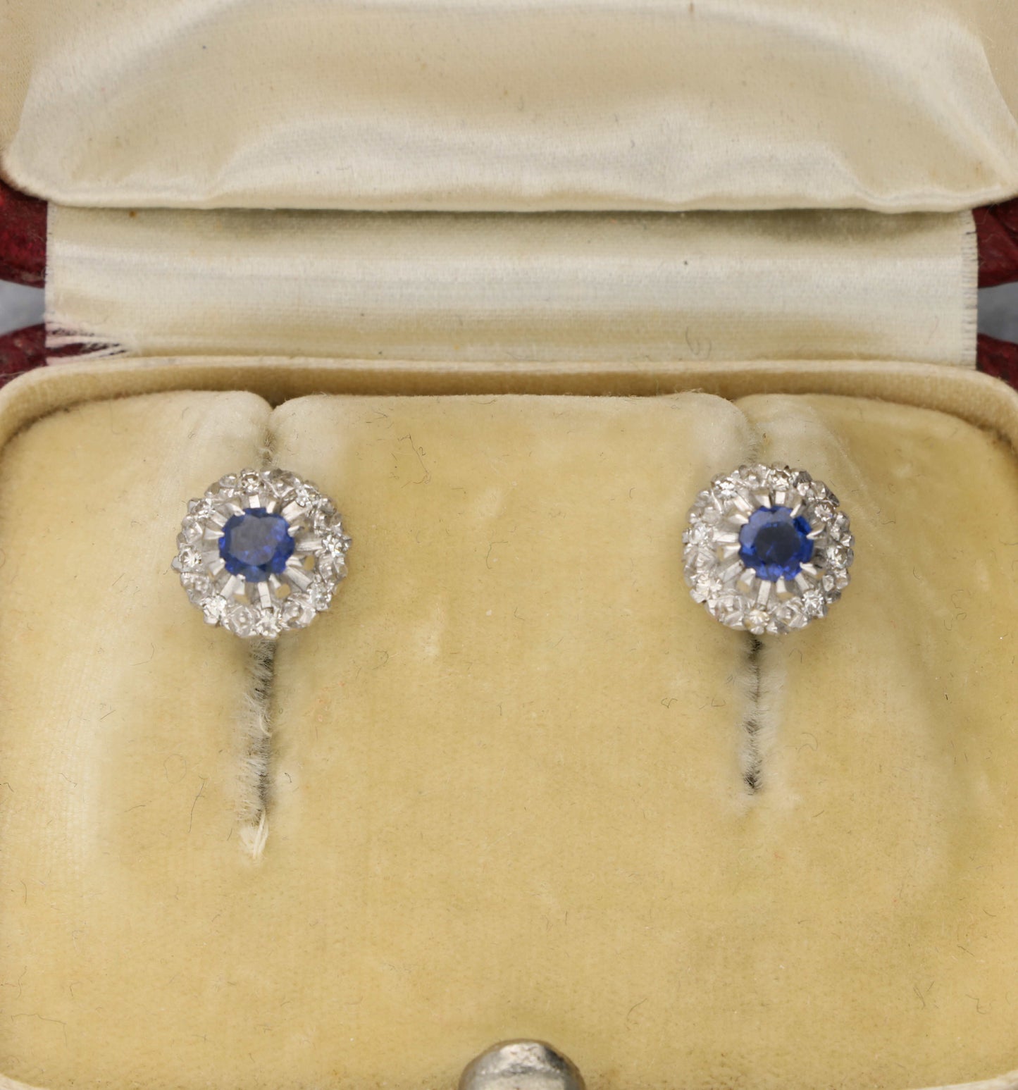 Sapphire and diamond cluster earrings