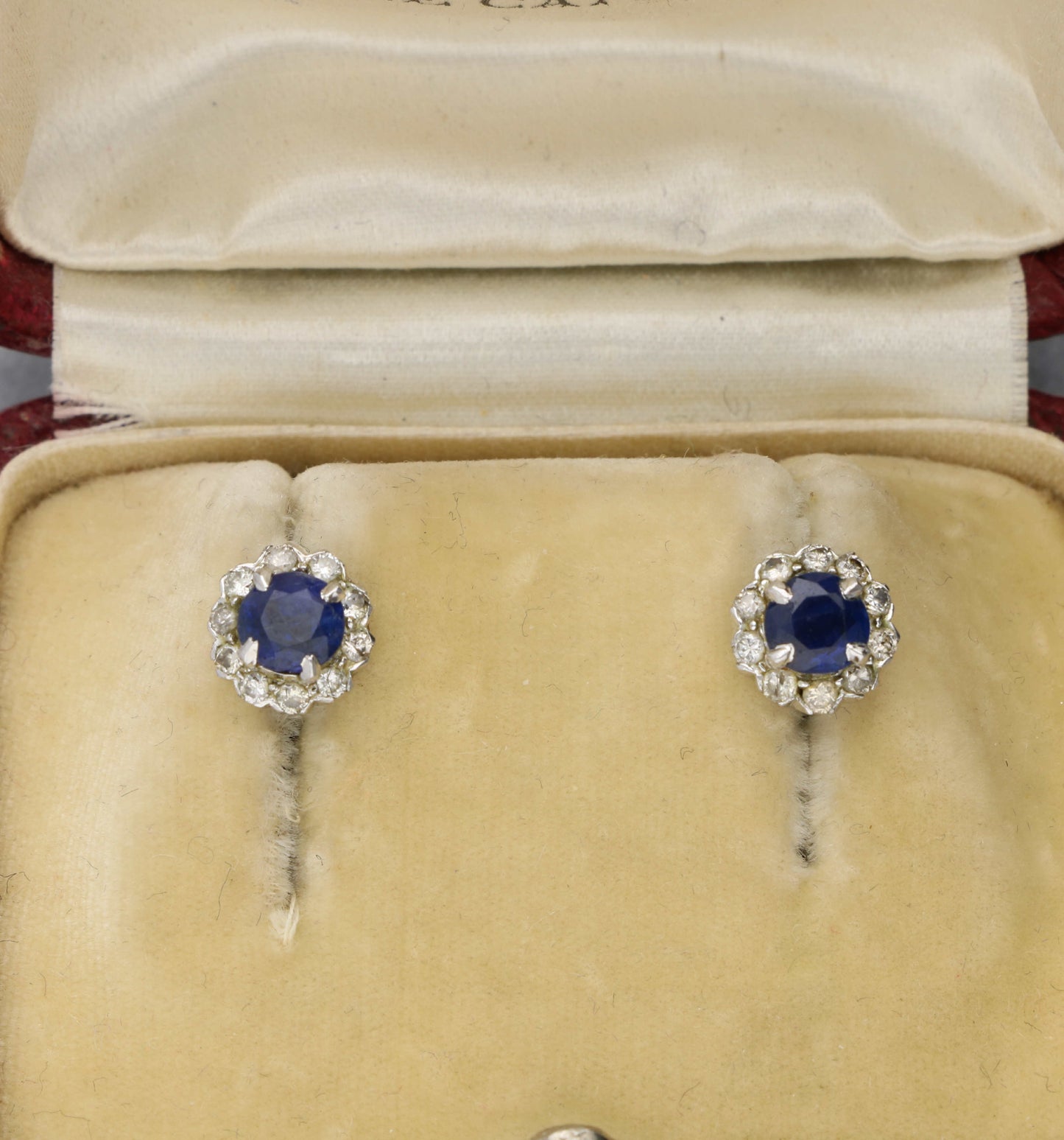 Sapphire and diamond cluster earrings