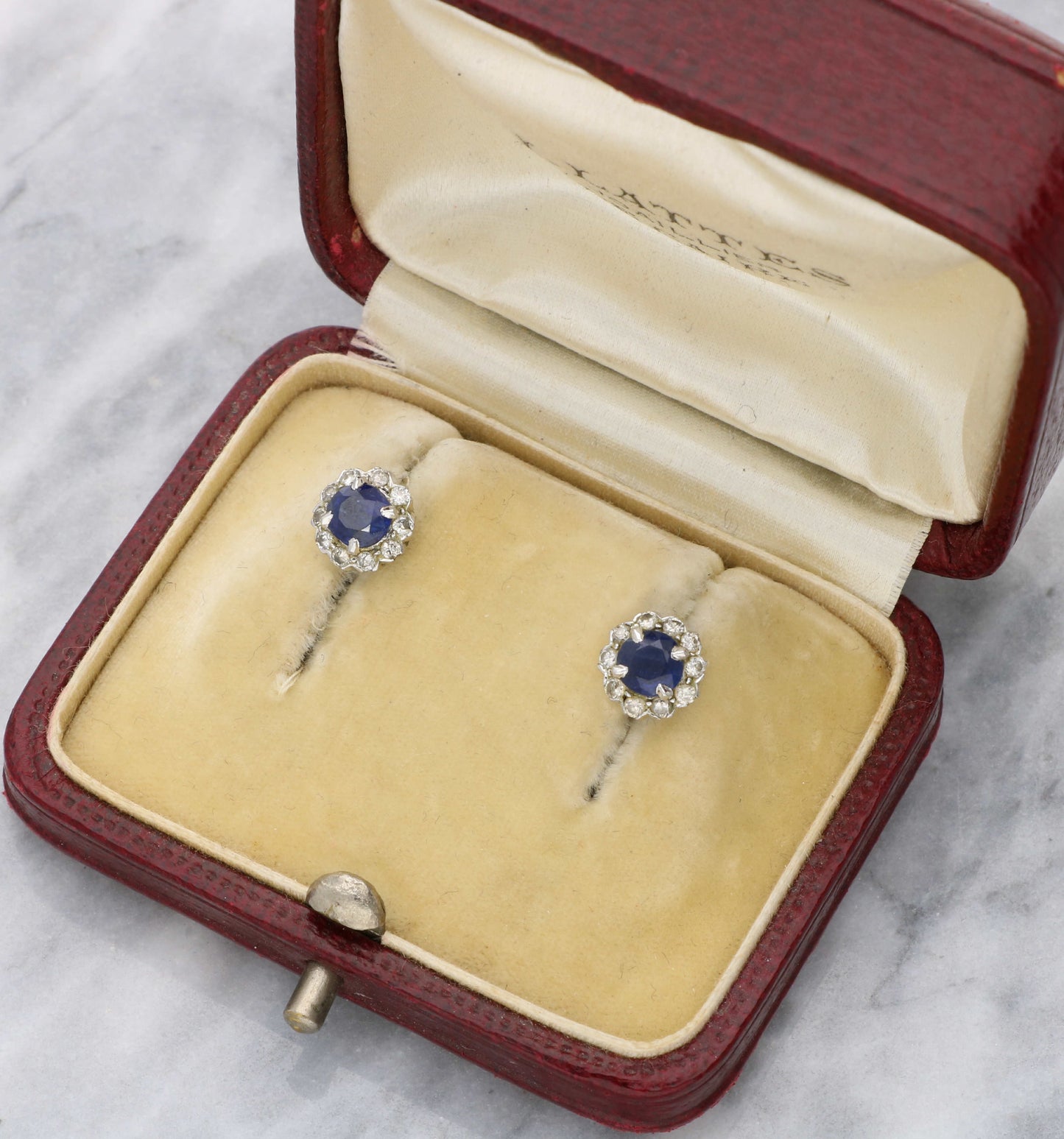 Sapphire and diamond cluster earrings