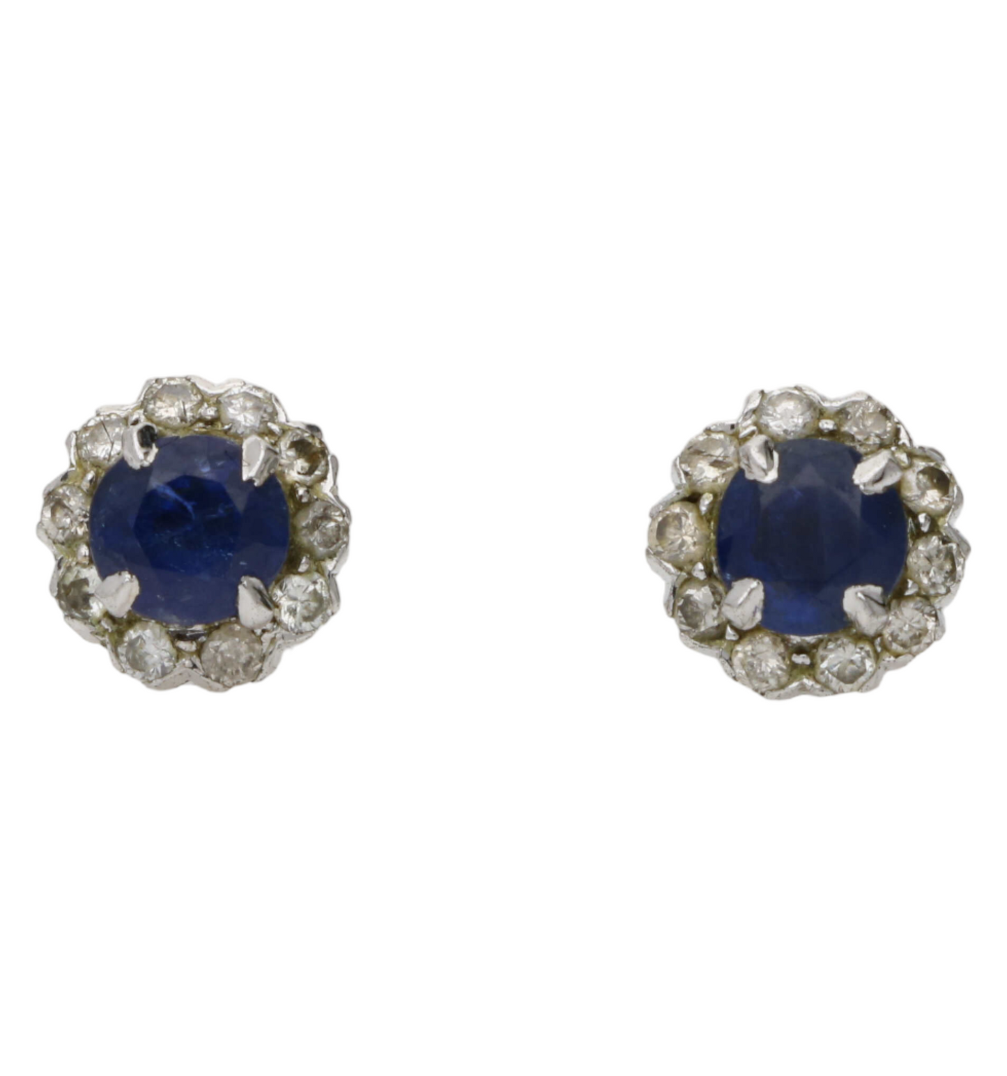 Sapphire and diamond cluster earrings