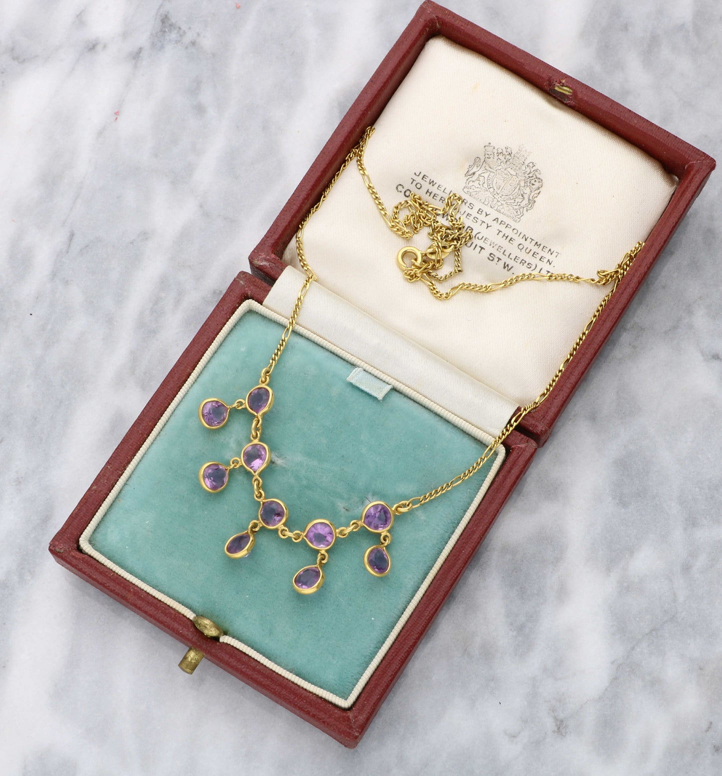9ct amethyst drop necklace