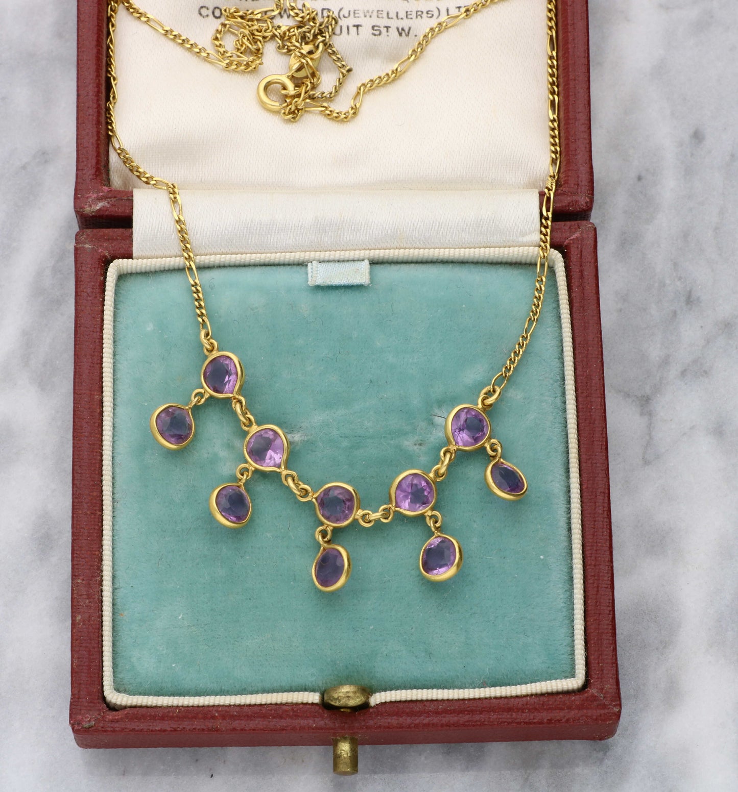 9ct amethyst drop necklace