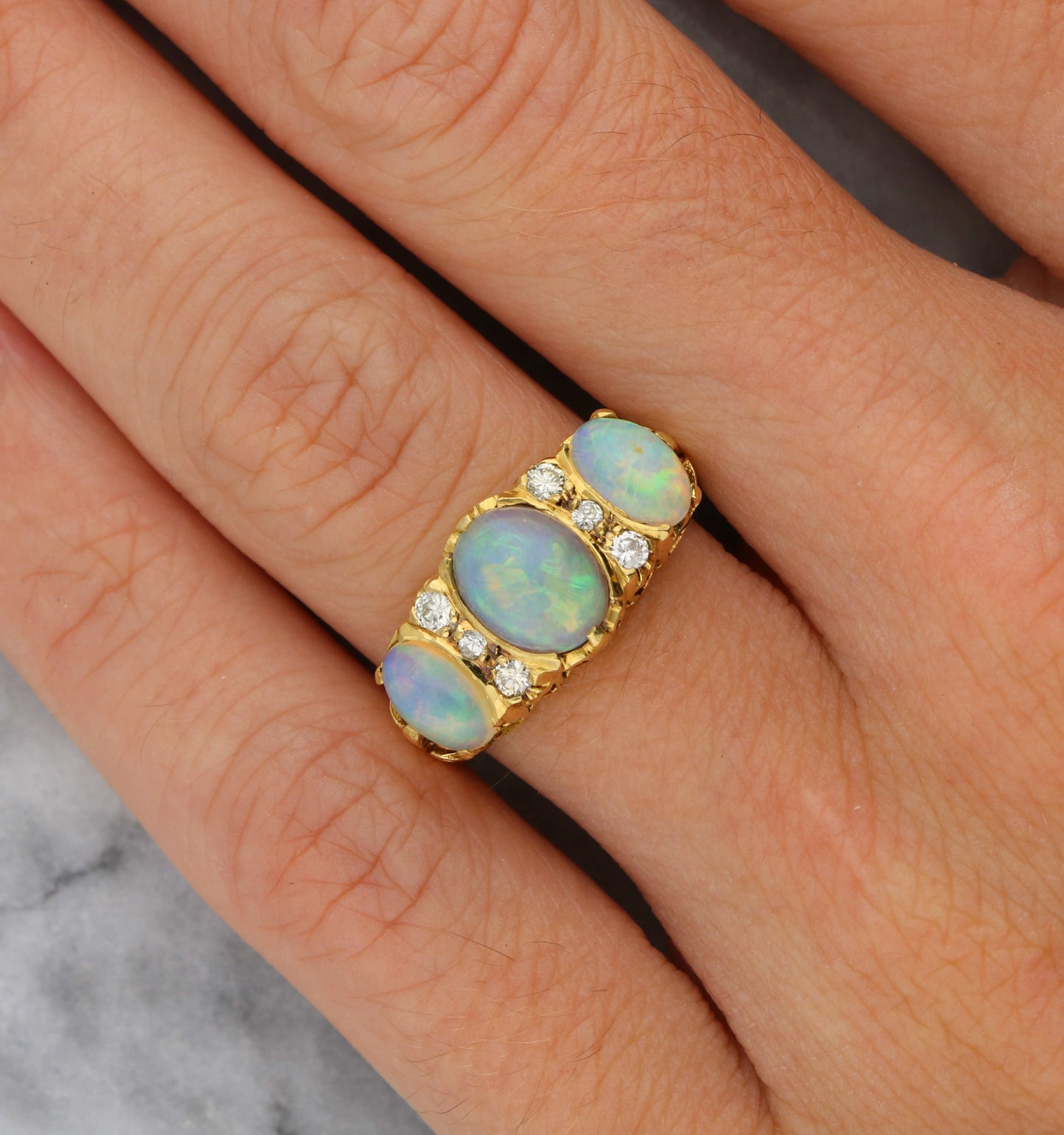 18ct opal and diamond ring