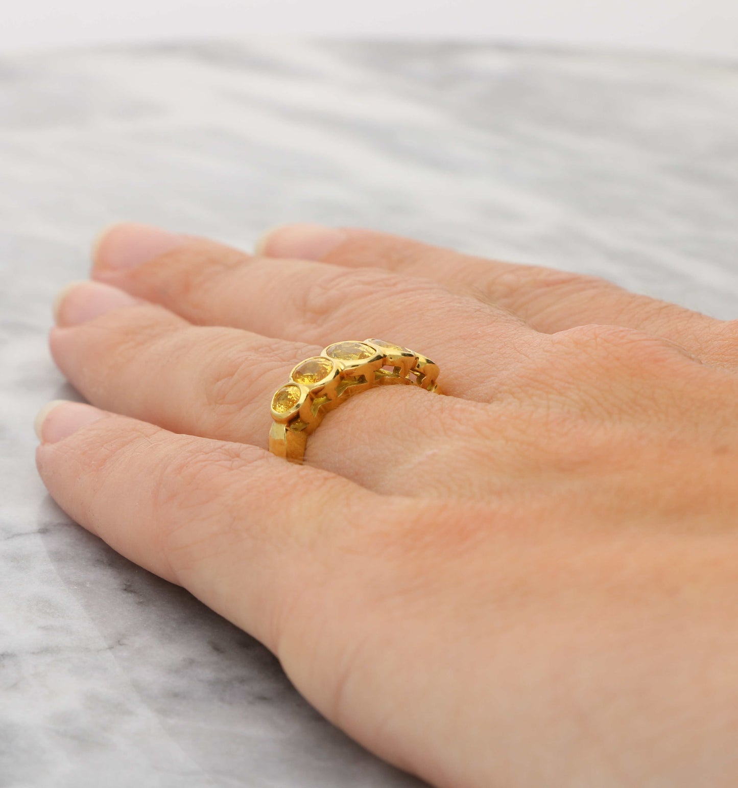 18ct yellow sapphire 5 stone ring
