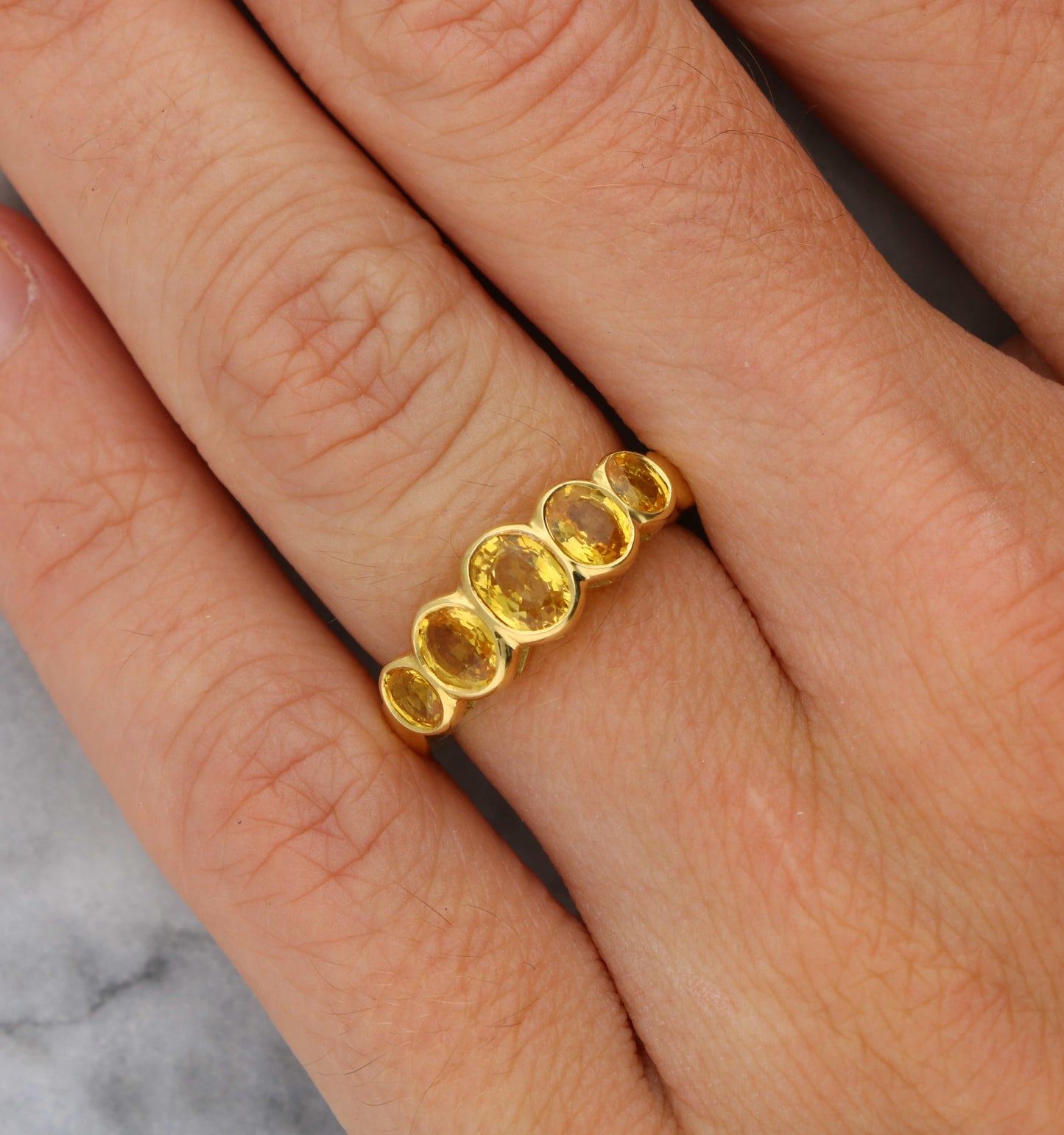 18ct yellow sapphire 5 stone ring