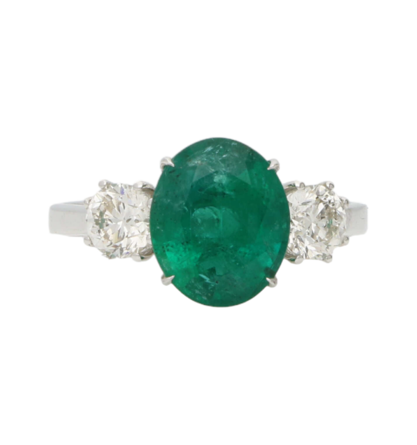 18ct emerald and diamond 3 stone engagement ring