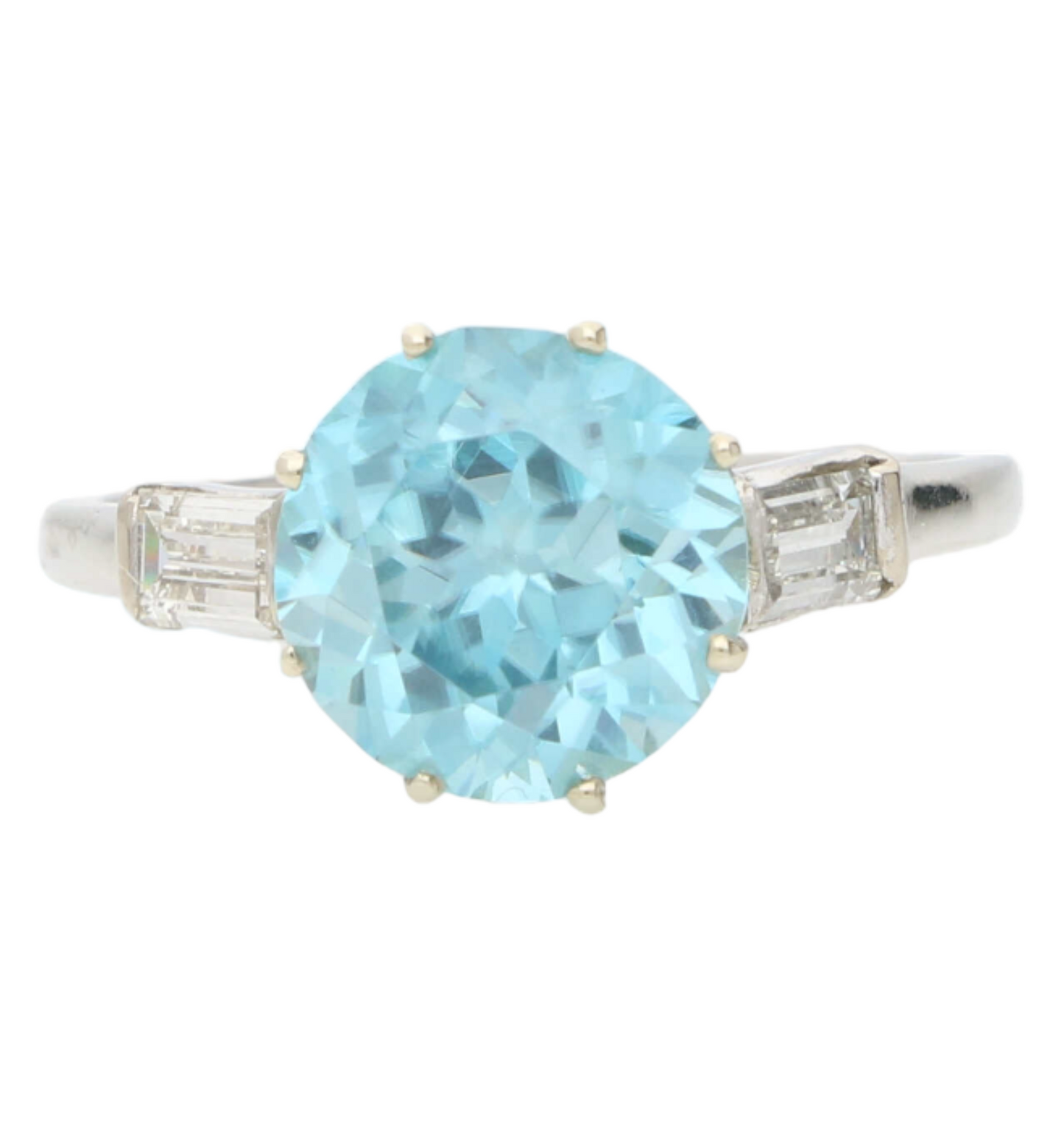 Zircon and baguette-cut diamond 3 stone ring
