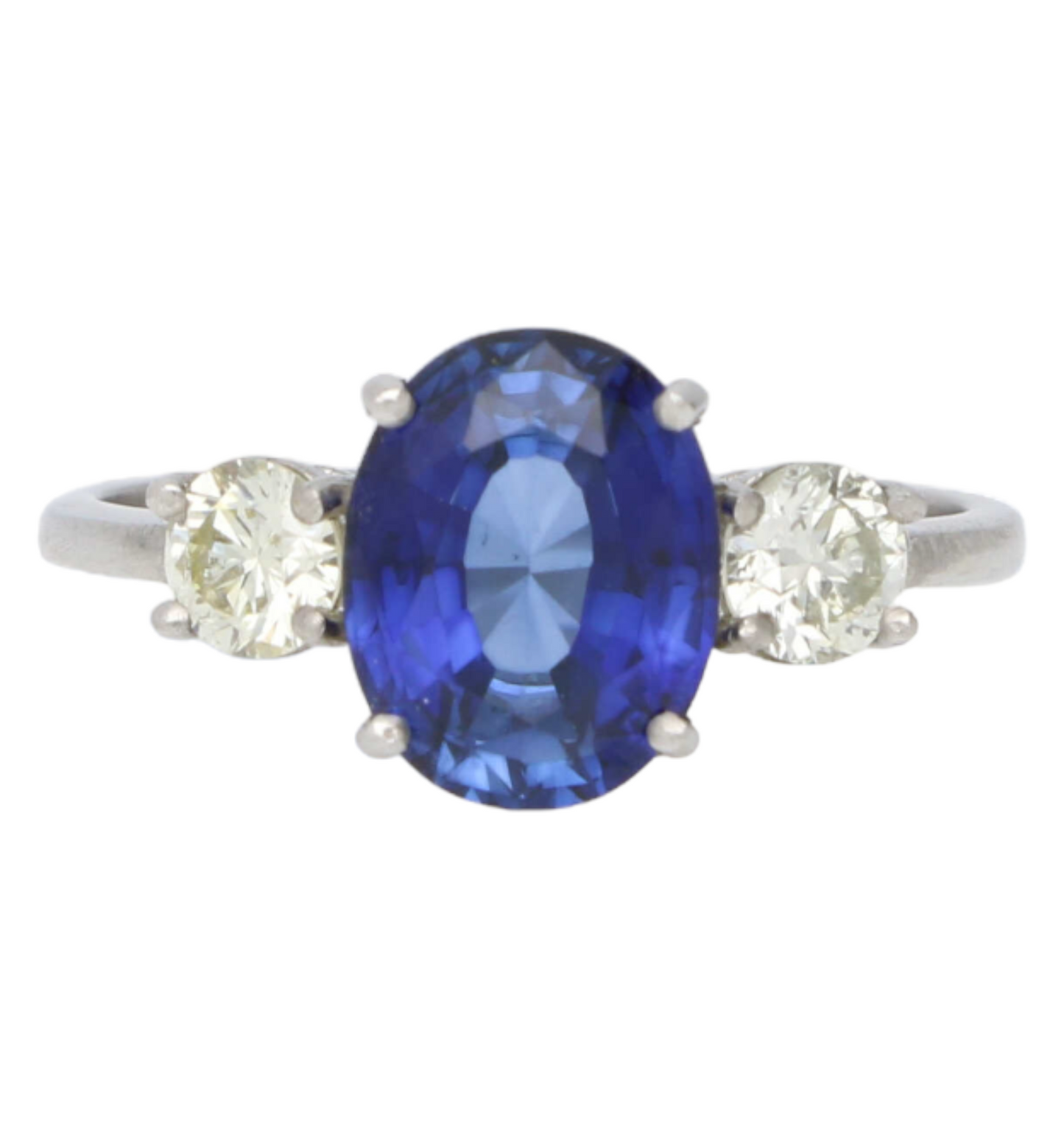 Sapphire and diamond 3 stone engagement ring