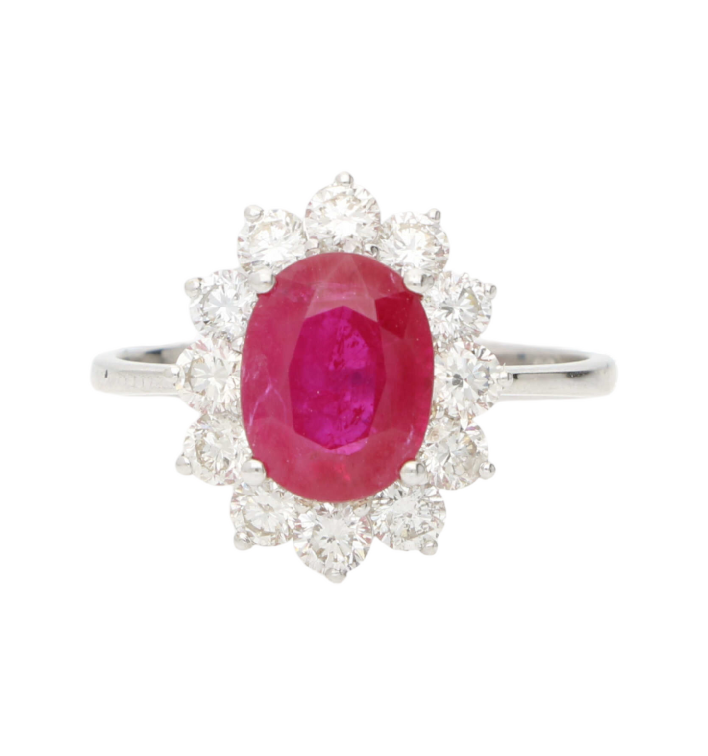 18ct ruby and diamond cluster engagement ring