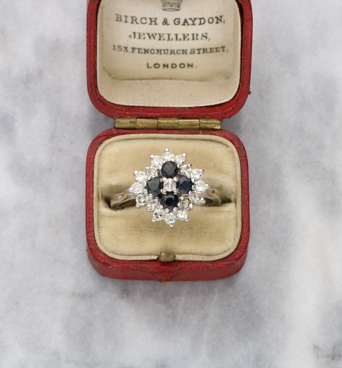 18ct sapphire and diamond cluster ring