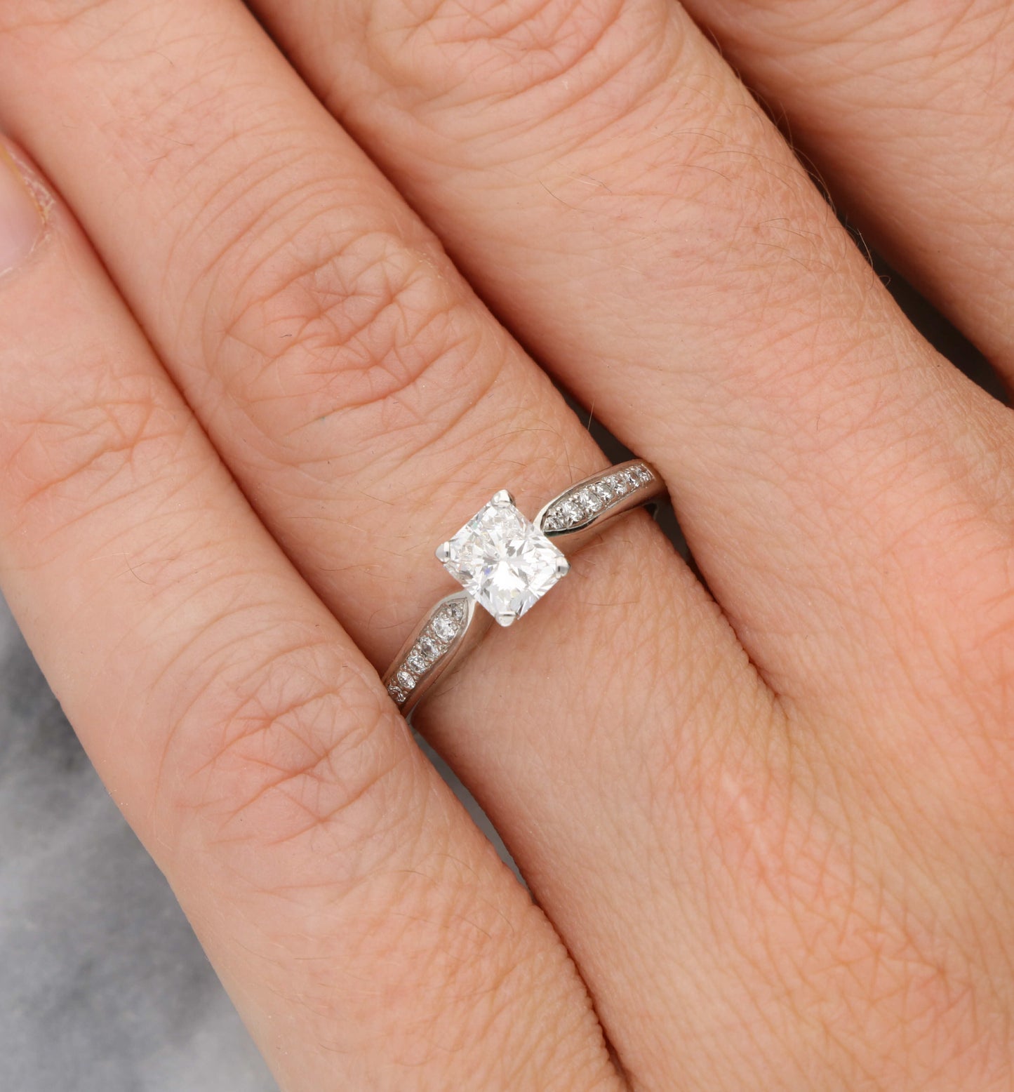 GIA 0.71ct D/VVS2 asscher-cut diamond engagement ring