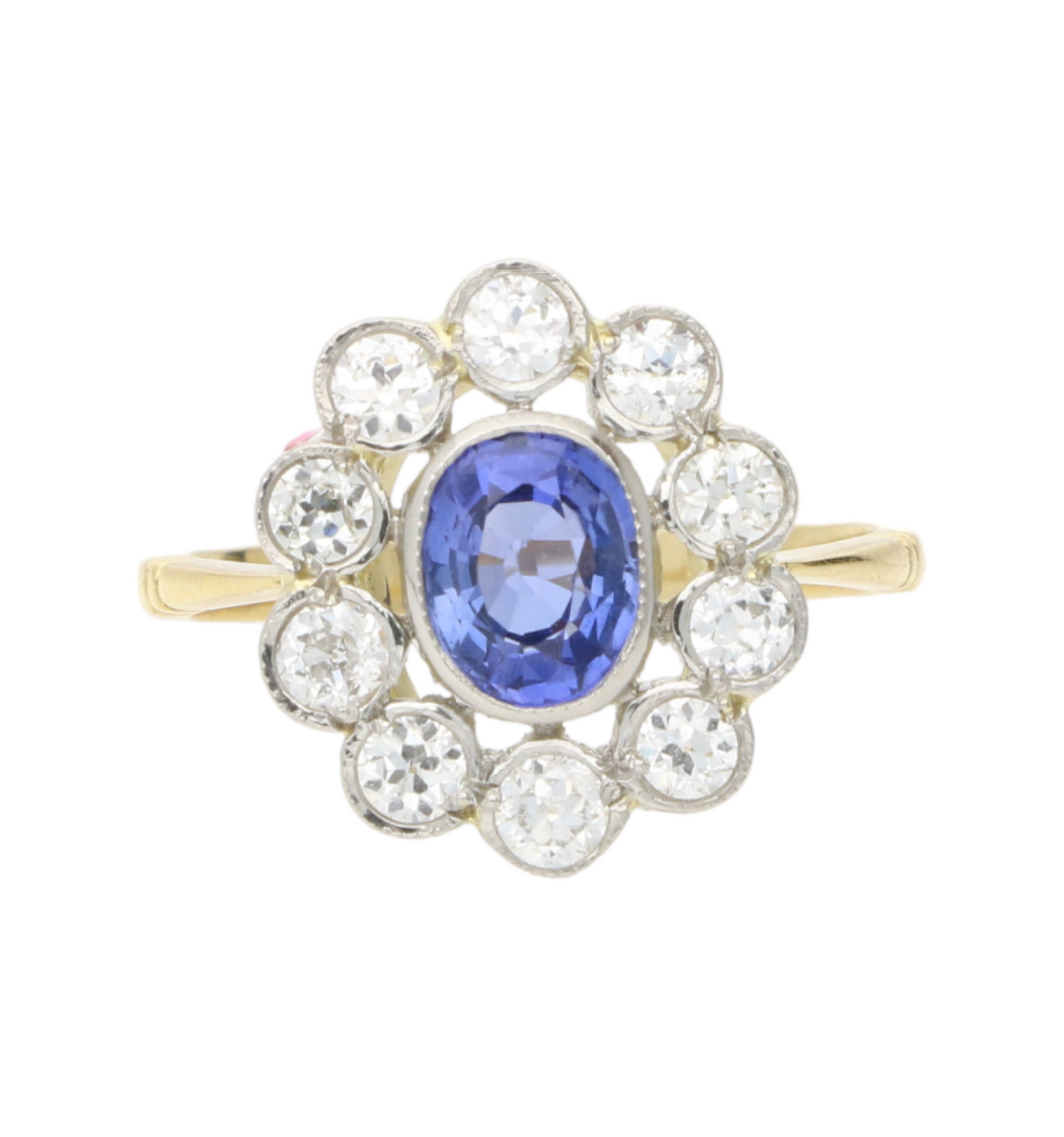 18ct sapphire and diamond cluster engagement ring