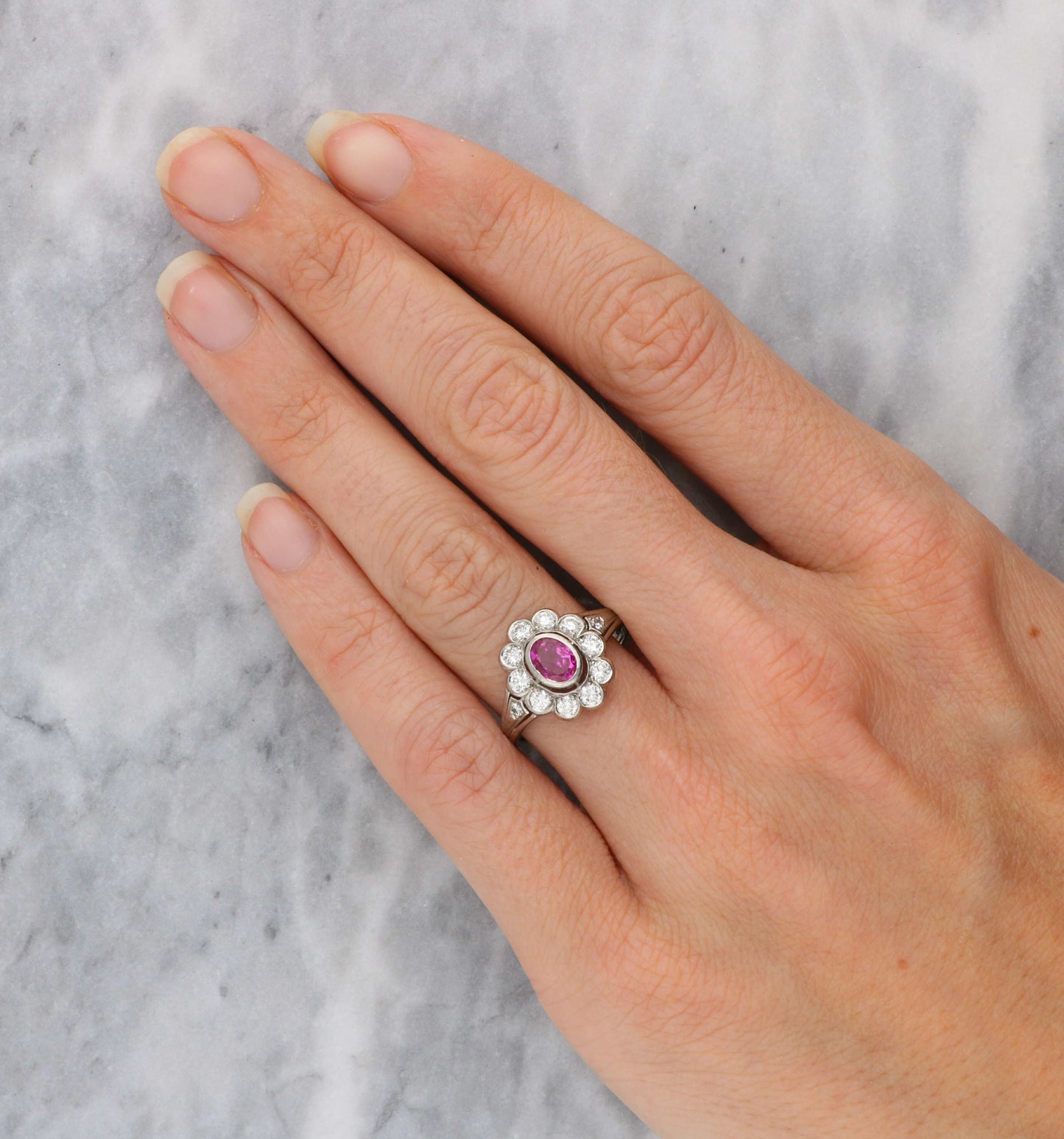 18ct ruby and diamond cluster ring