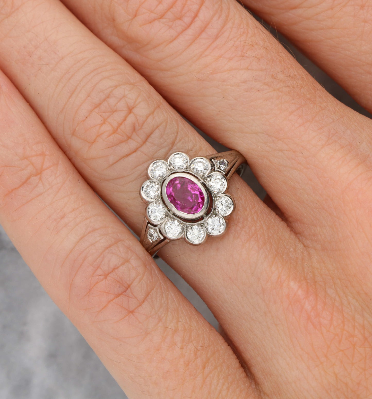 18ct ruby and diamond cluster ring