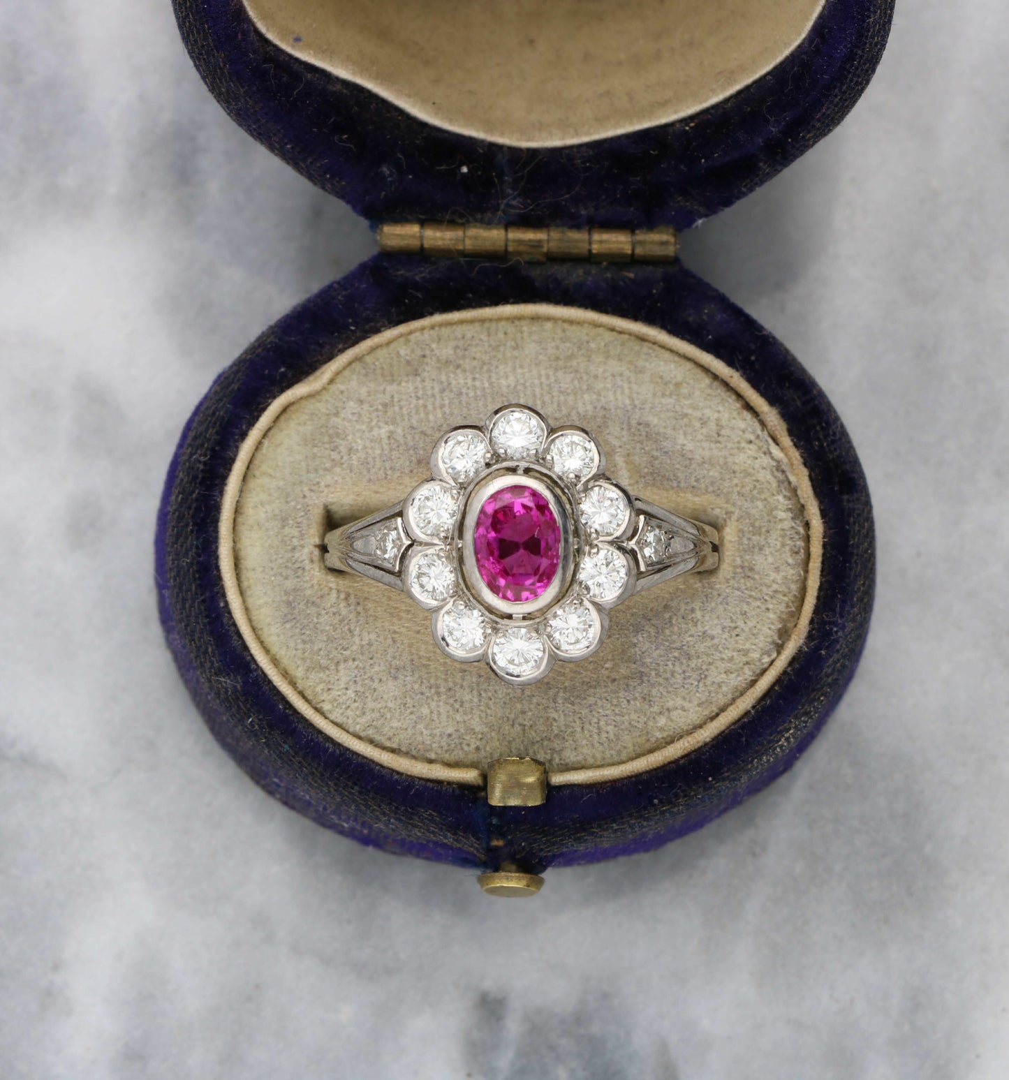 18ct ruby and diamond cluster ring