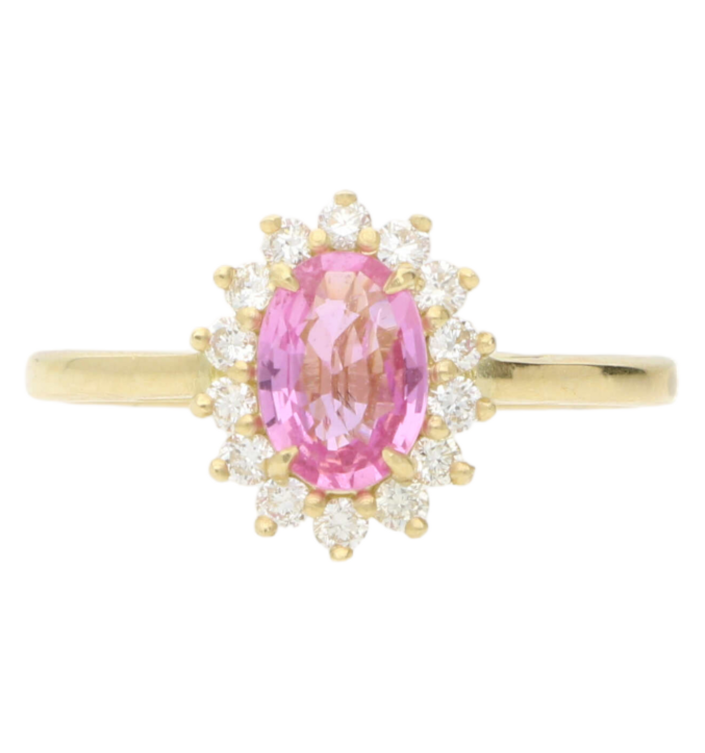 18ct pink sapphire and diamond cluster ring