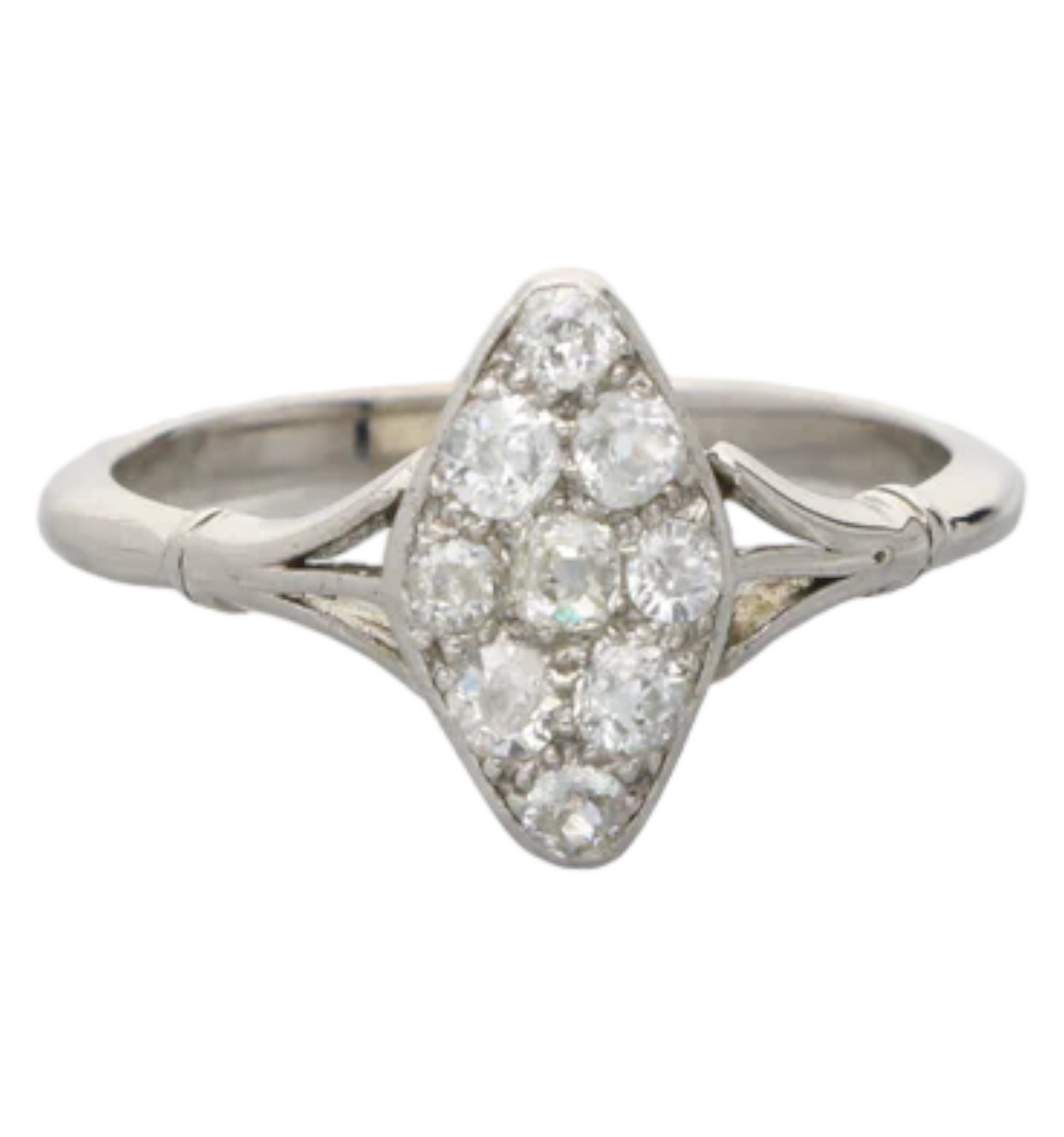 Old cut diamond navette ring