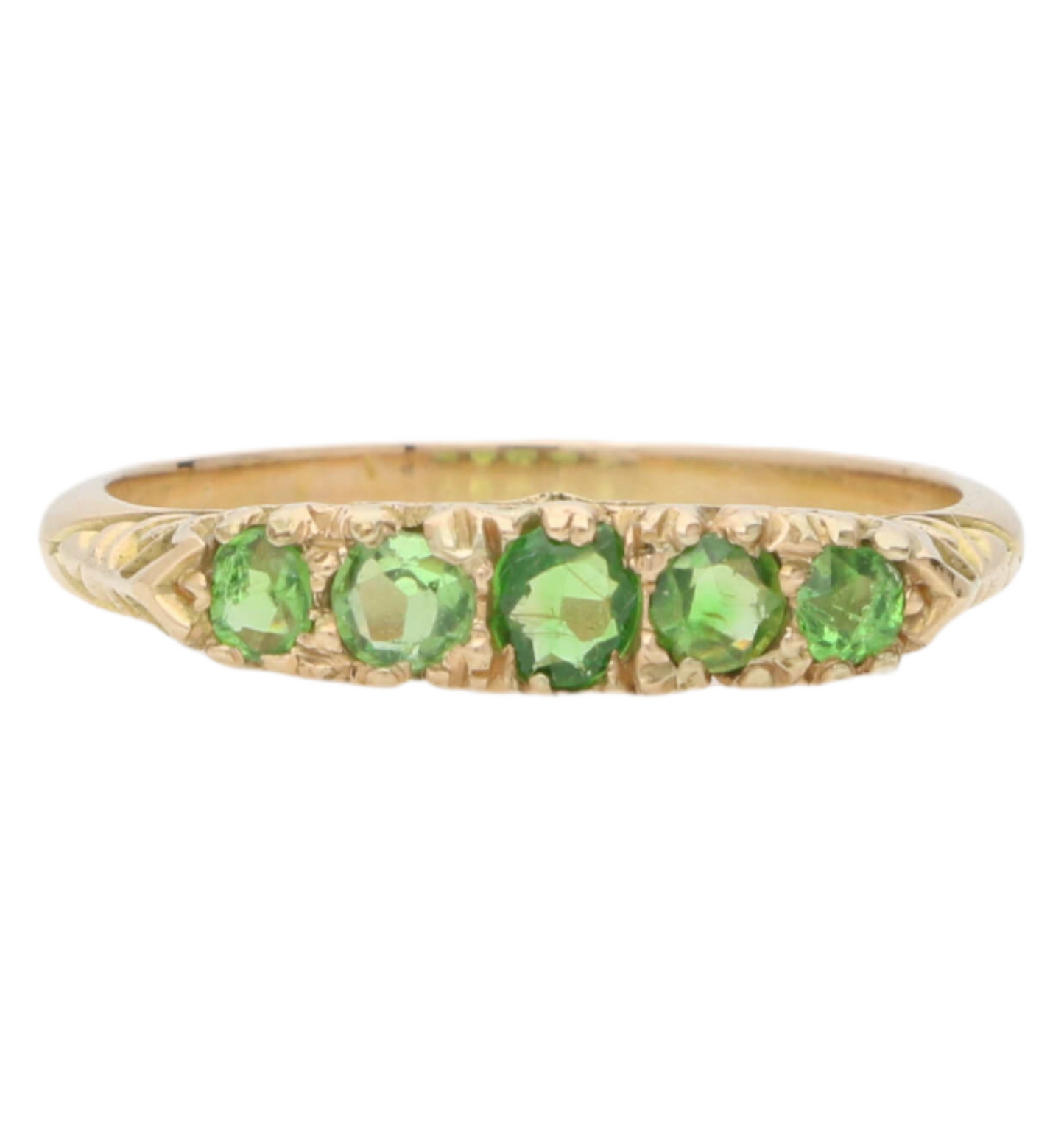 15ct demantoid garnet 5 stone ring