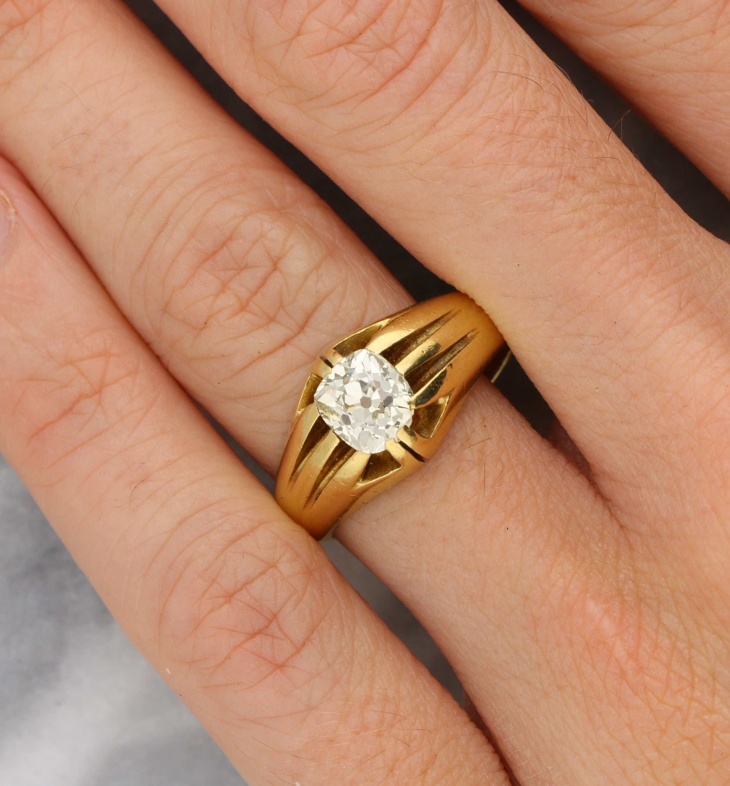 18ct old cut diamond gypsy ring