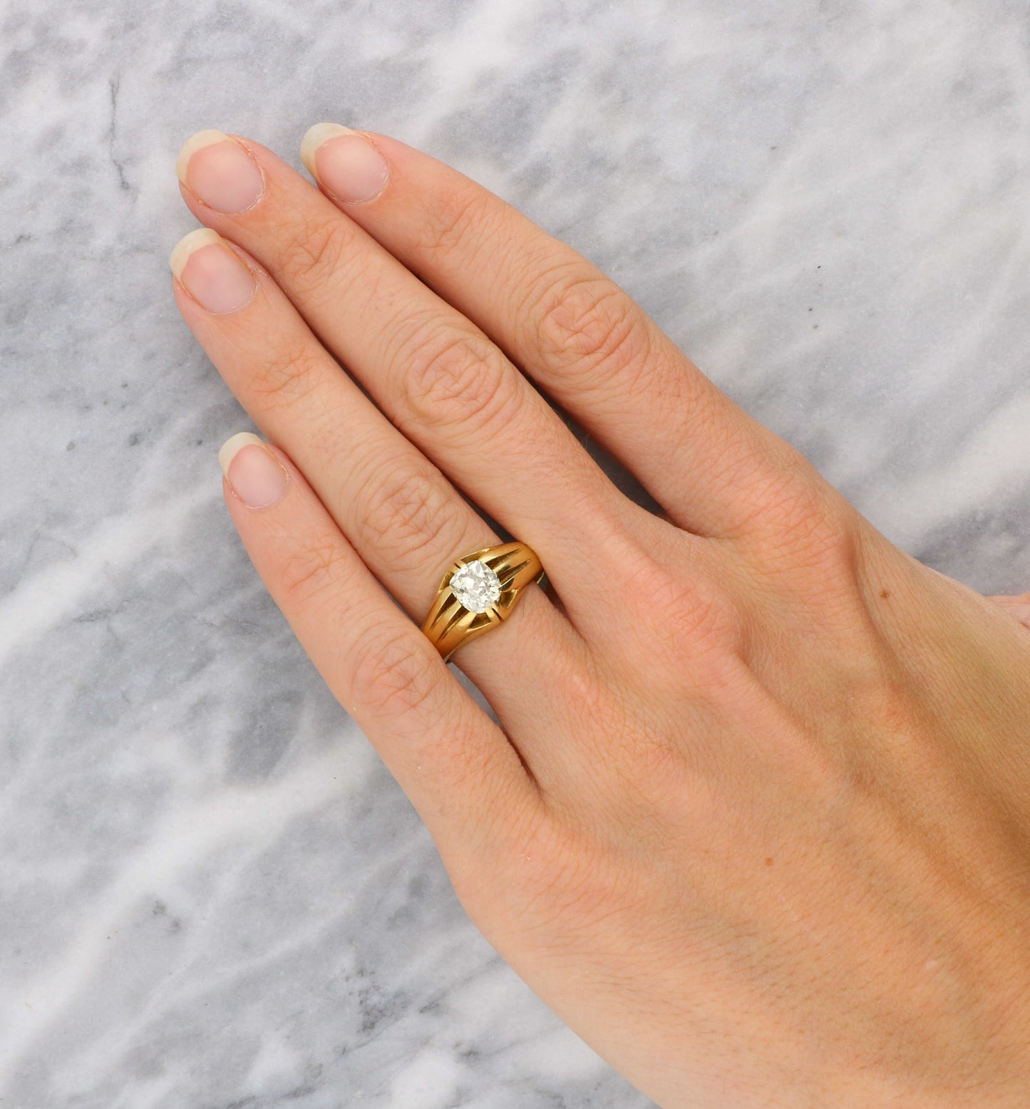 18ct old cut diamond gypsy ring