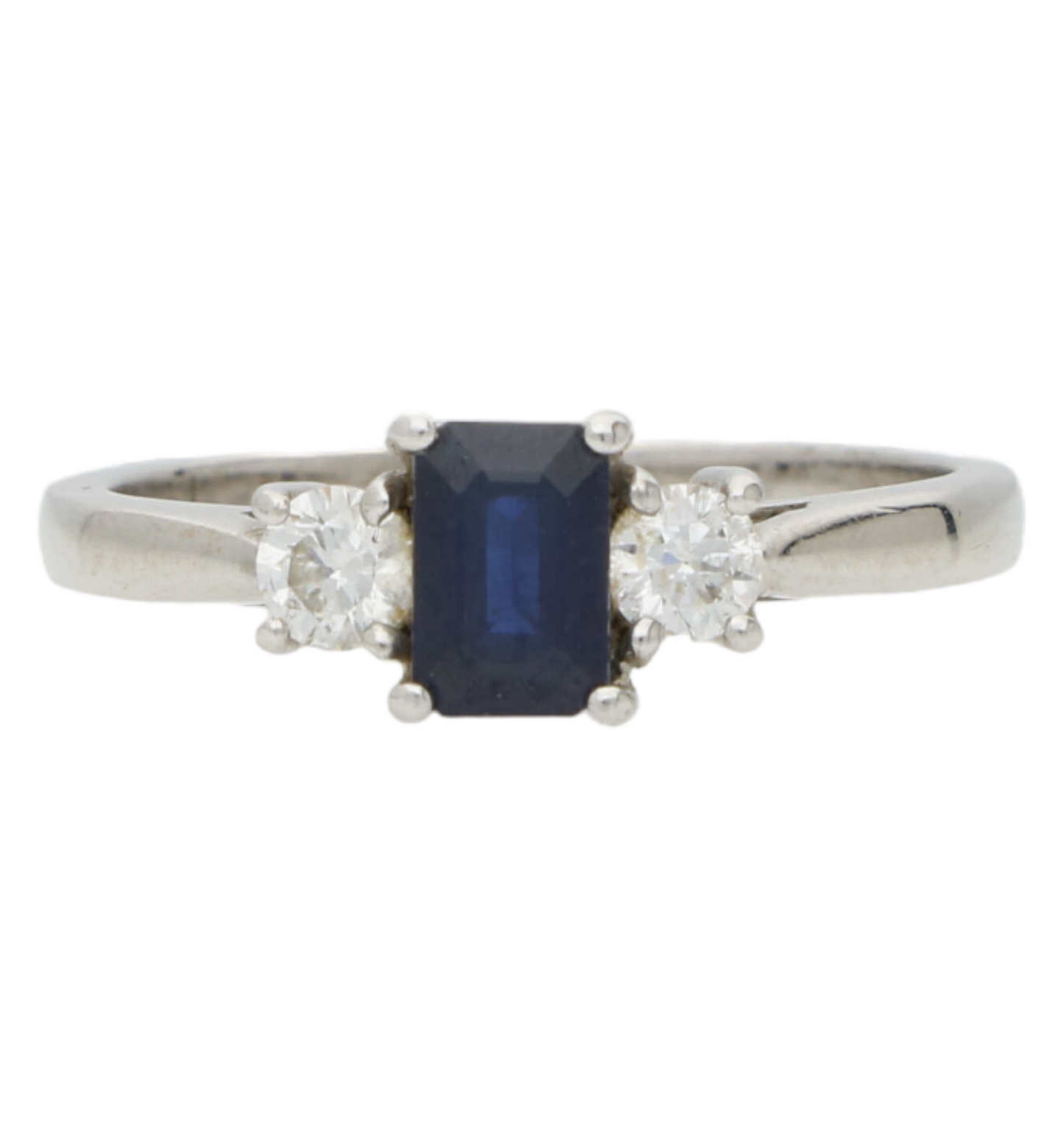 18ct sapphire and diamond 3 stone engagement ring