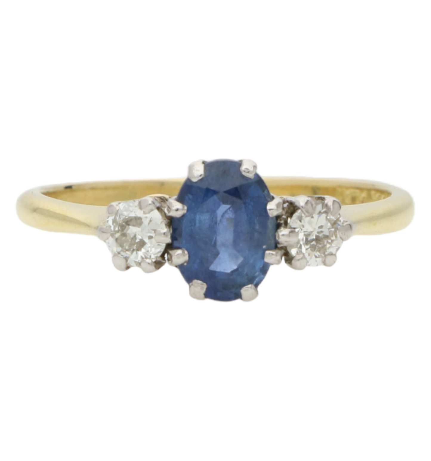 18ct and platinum sapphire and diamond 3 stone engagement ring