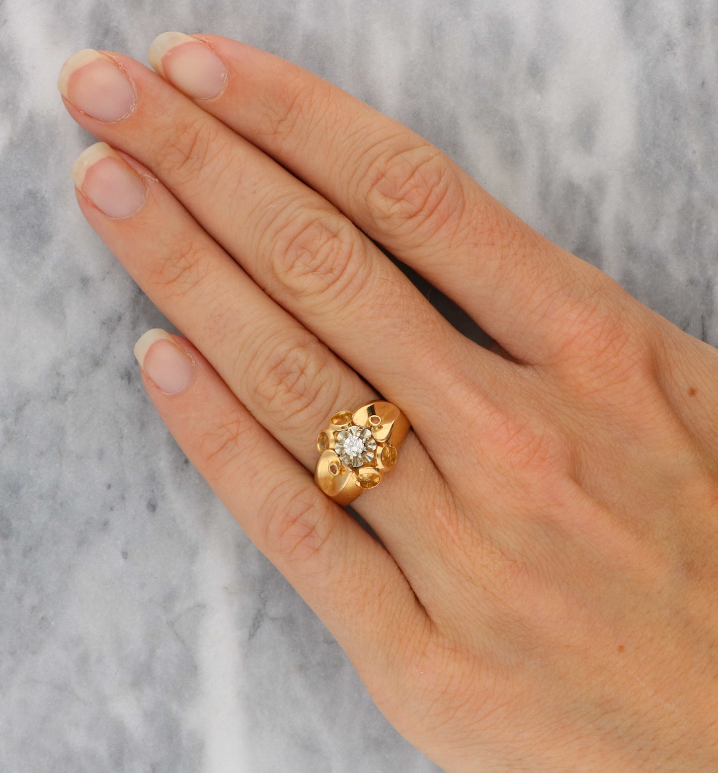 French 18ct diamond-set ring