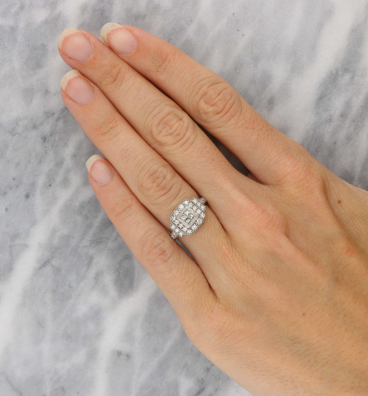 Princess-cut diamond cluster ring