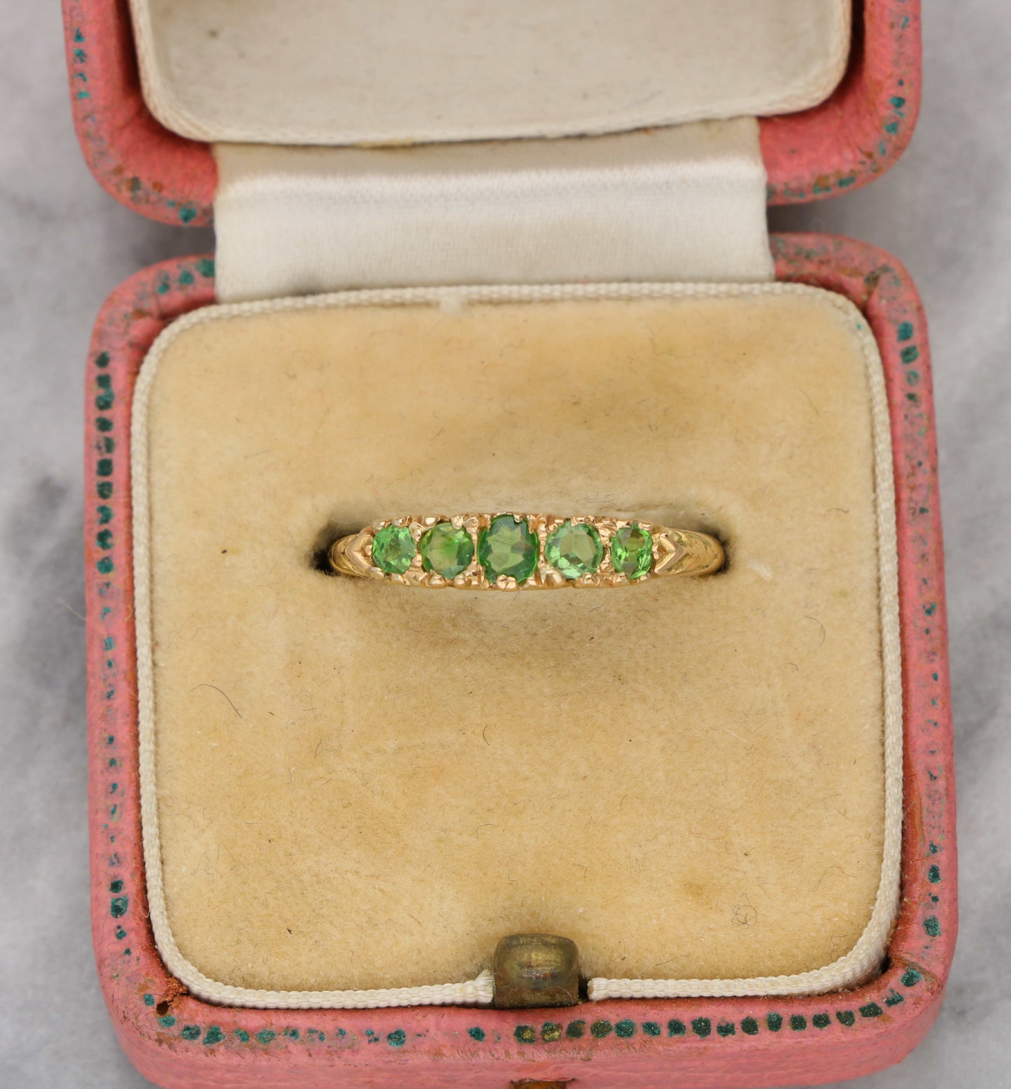 15ct demantoid garnet 5 stone ring