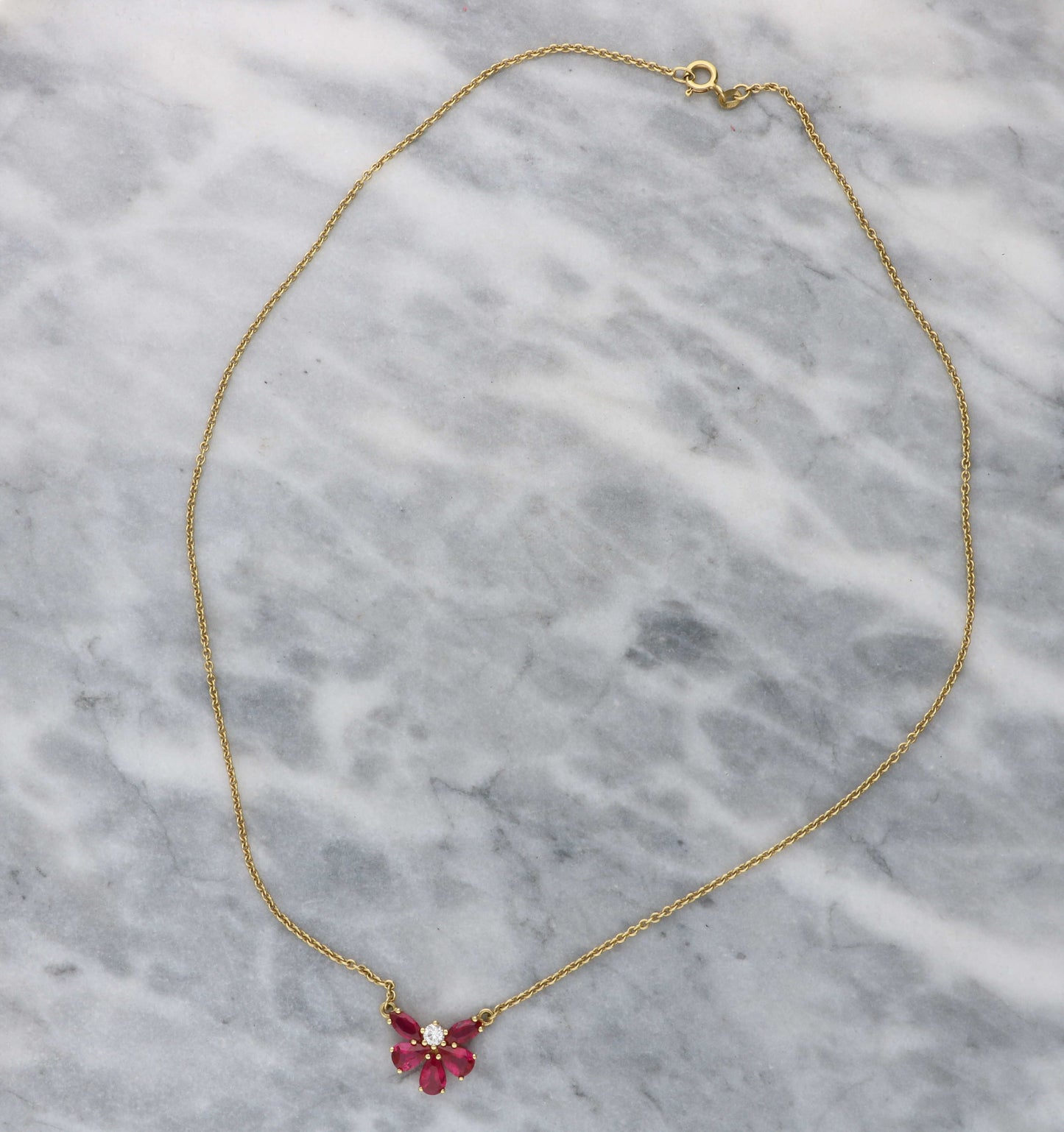 18ct ruby and diamond pendant necklace