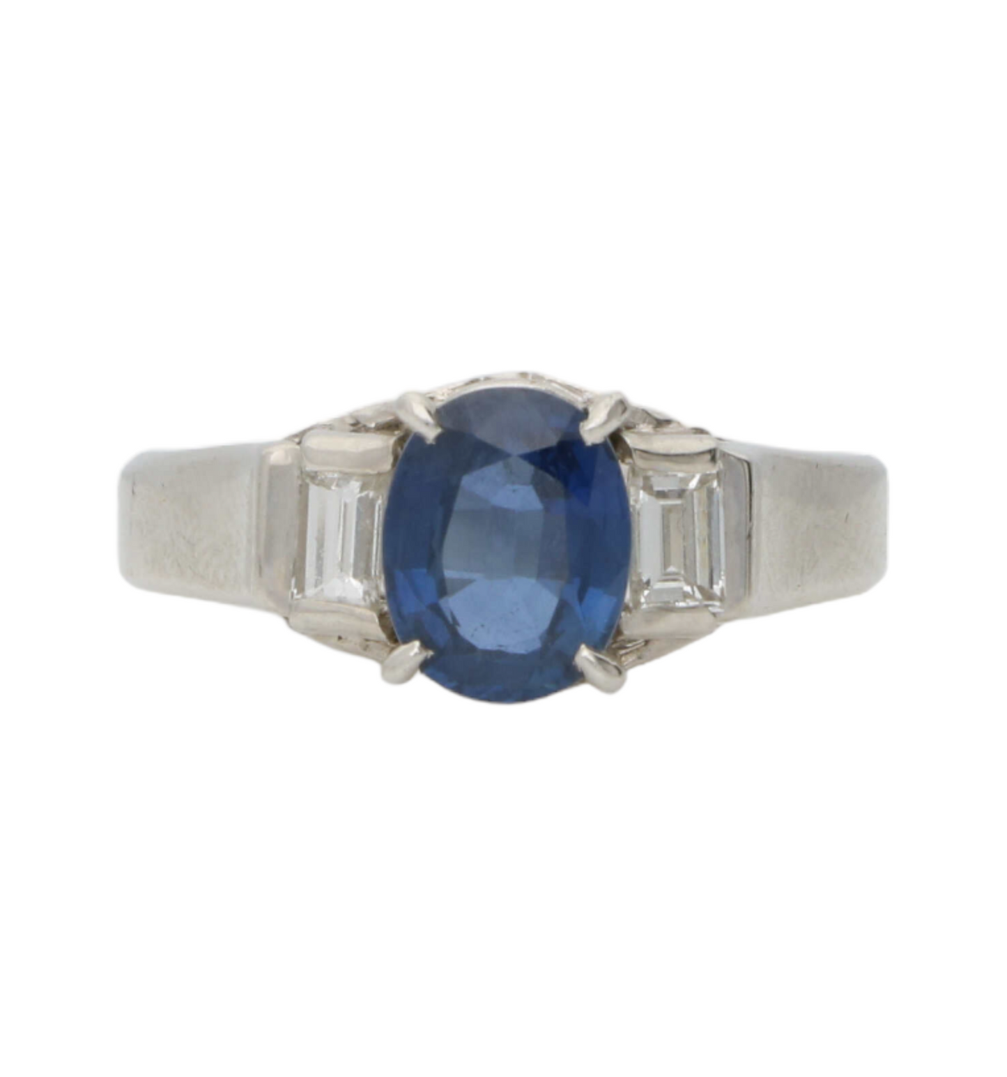 Platinum sapphire and diamond engagement ring