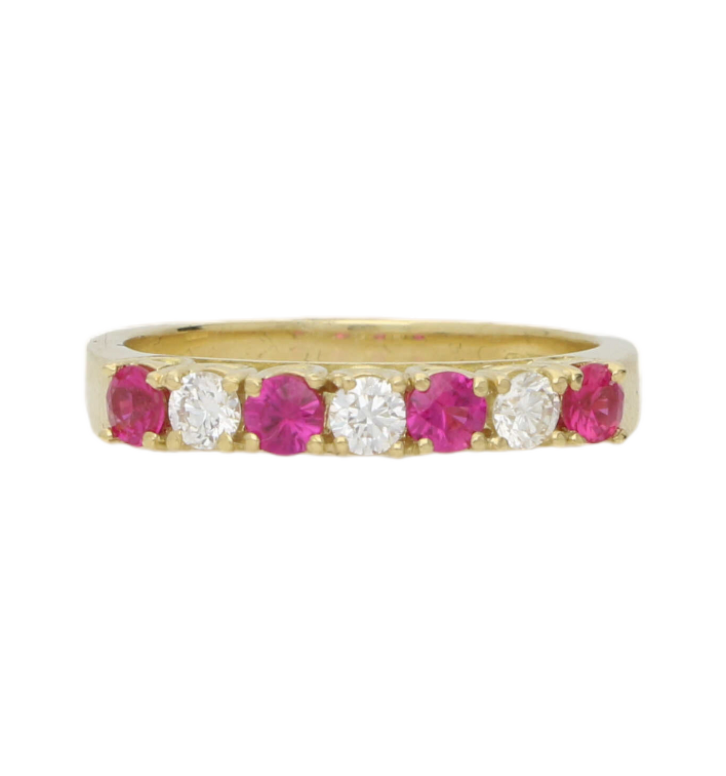 18ct ruby and diamond half eternity ring