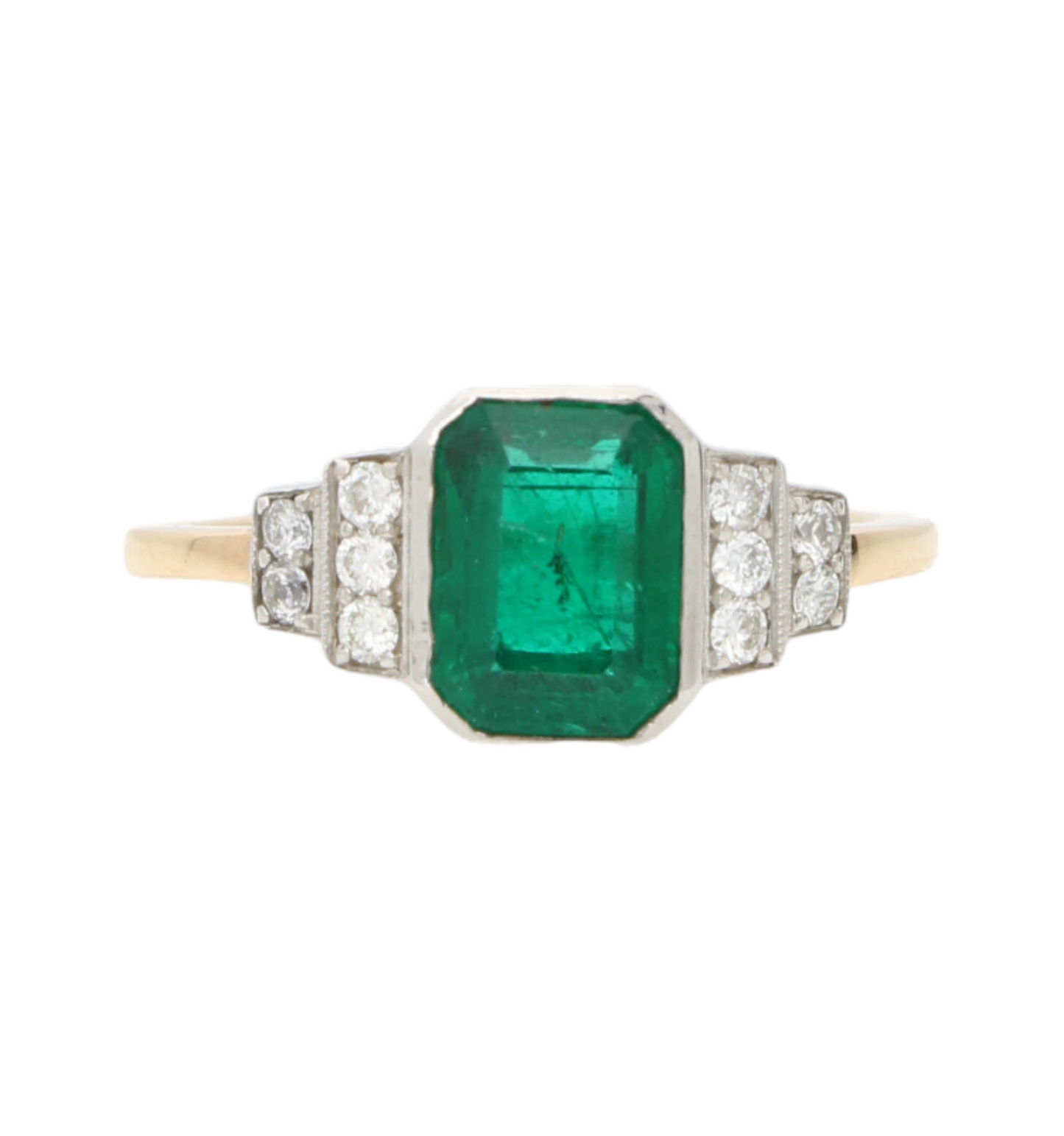 18ct rose gold emerald and diamond engagement ring
