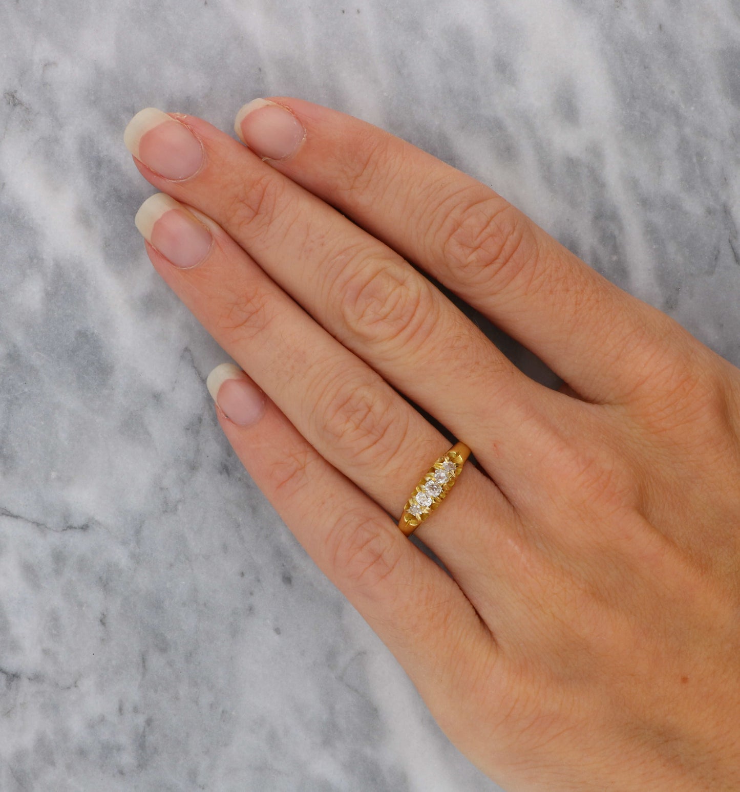 18ct old cut diamond 5 stone ring