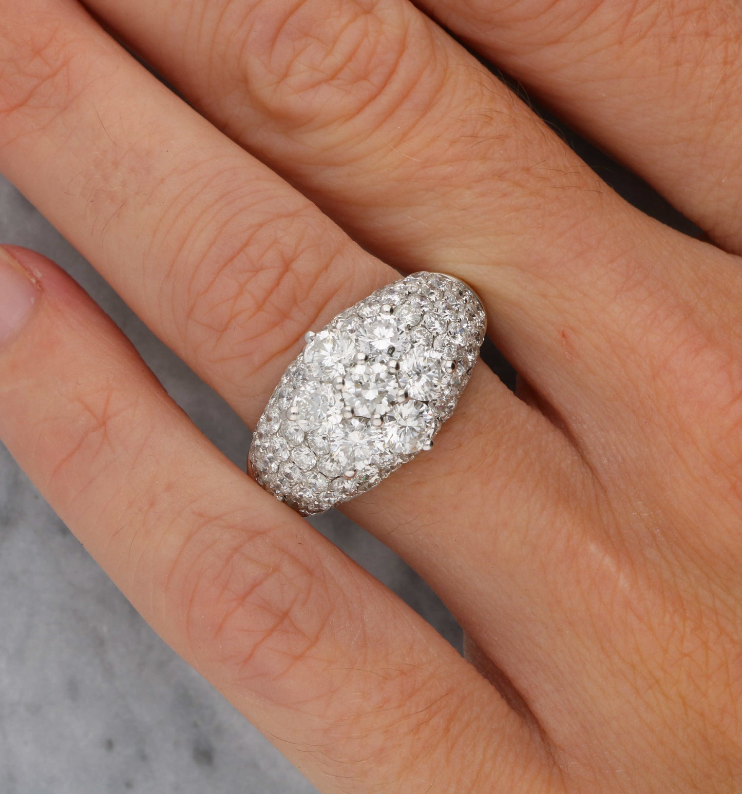18ct diamond bombe ring