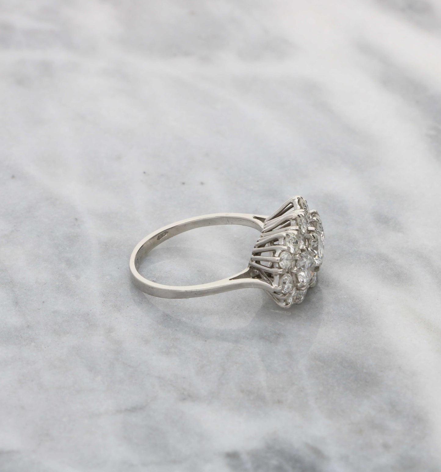 18ct diamond triple cluster ring