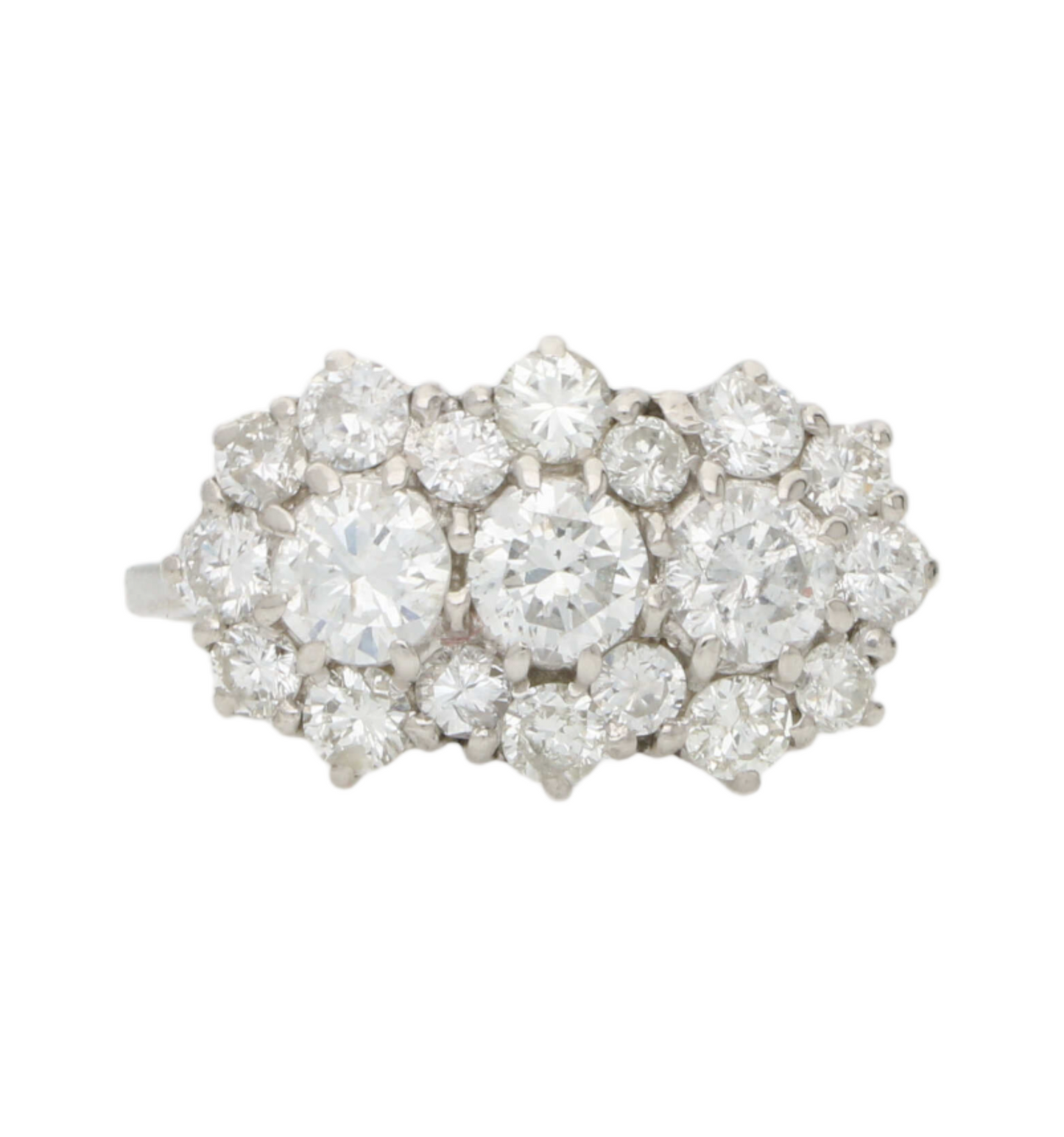 18ct diamond triple cluster ring