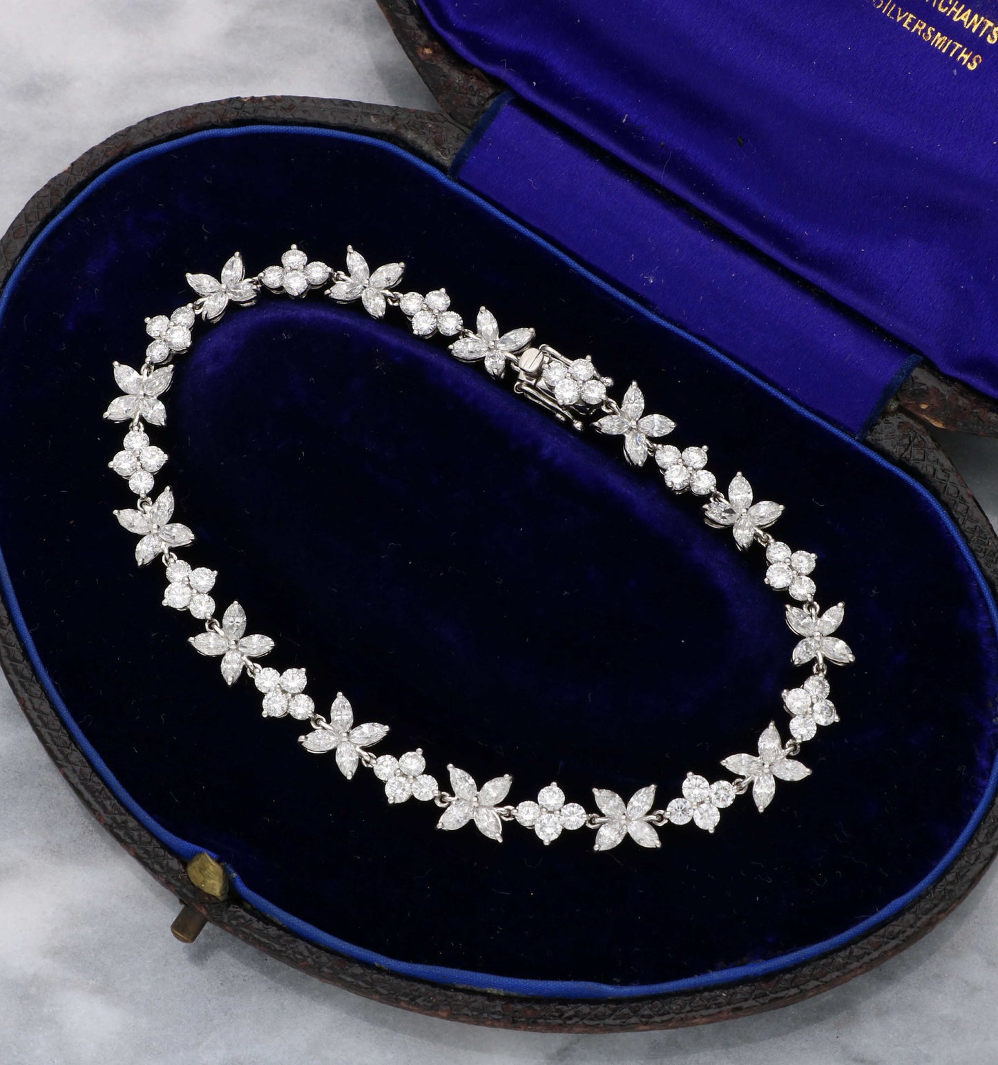 18ct marquise flower diamond line bracelet