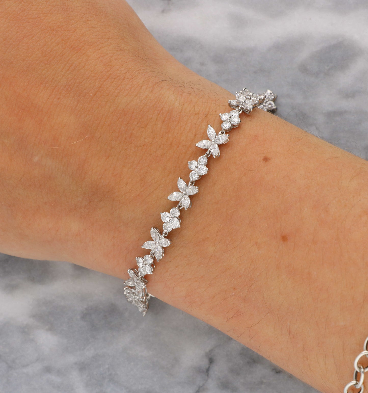 18ct marquise flower diamond line bracelet