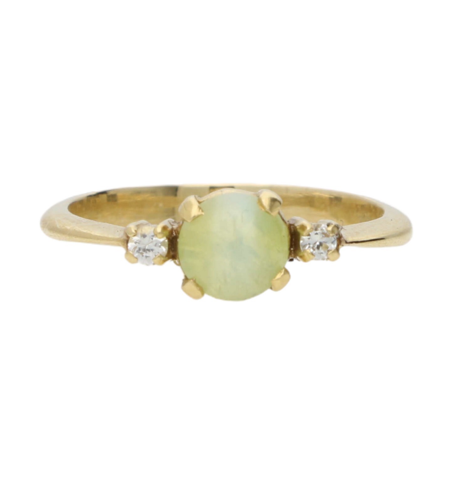 18ct chrysoberyl and diamond 3 stone ring