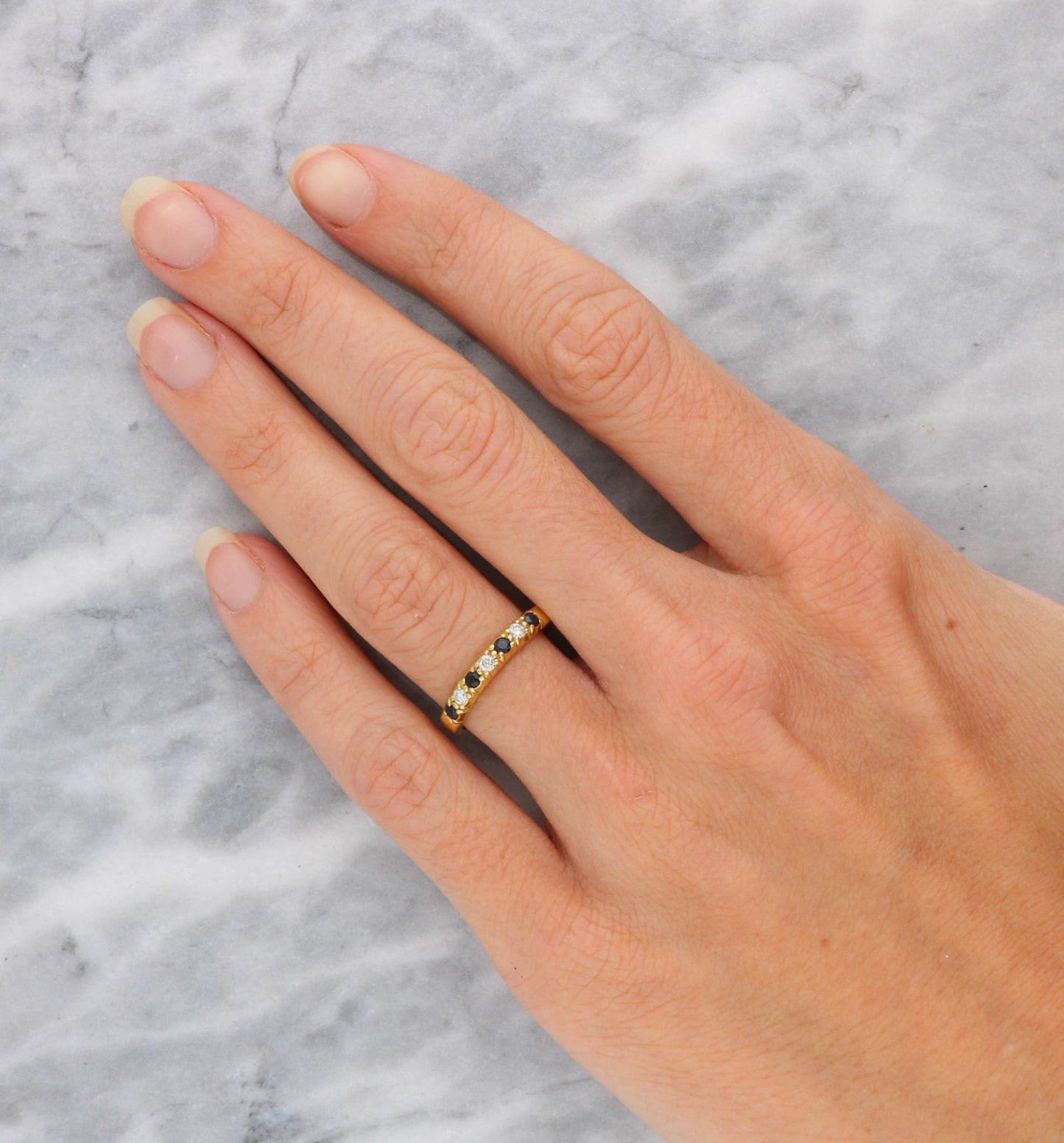 18ct sapphire and diamond half eternity ring
