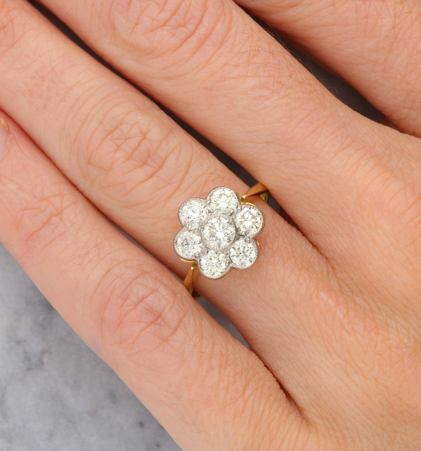18ct and platinum diamond cluster ring