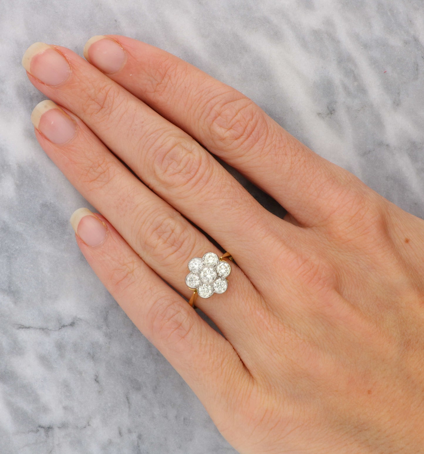 18ct and platinum diamond cluster ring