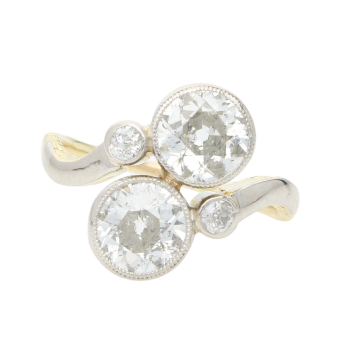18ct old cut diamond crossover ring