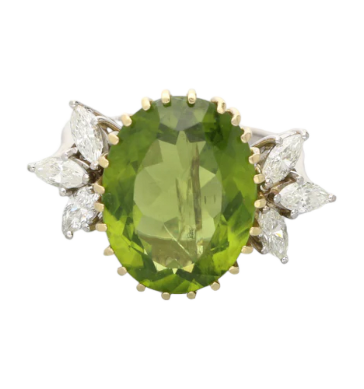 Peridot and marquise diamond dress ring