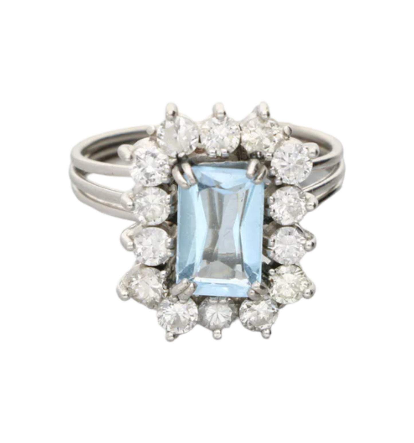 Blue topaz and diamond cluster ring
