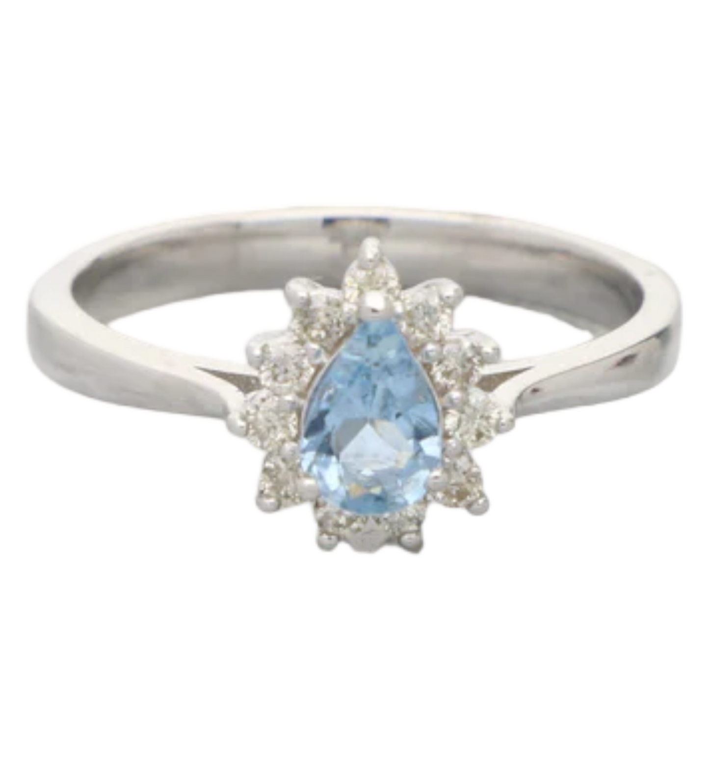 18ct pear shape aquamarine and diamond cluster ring