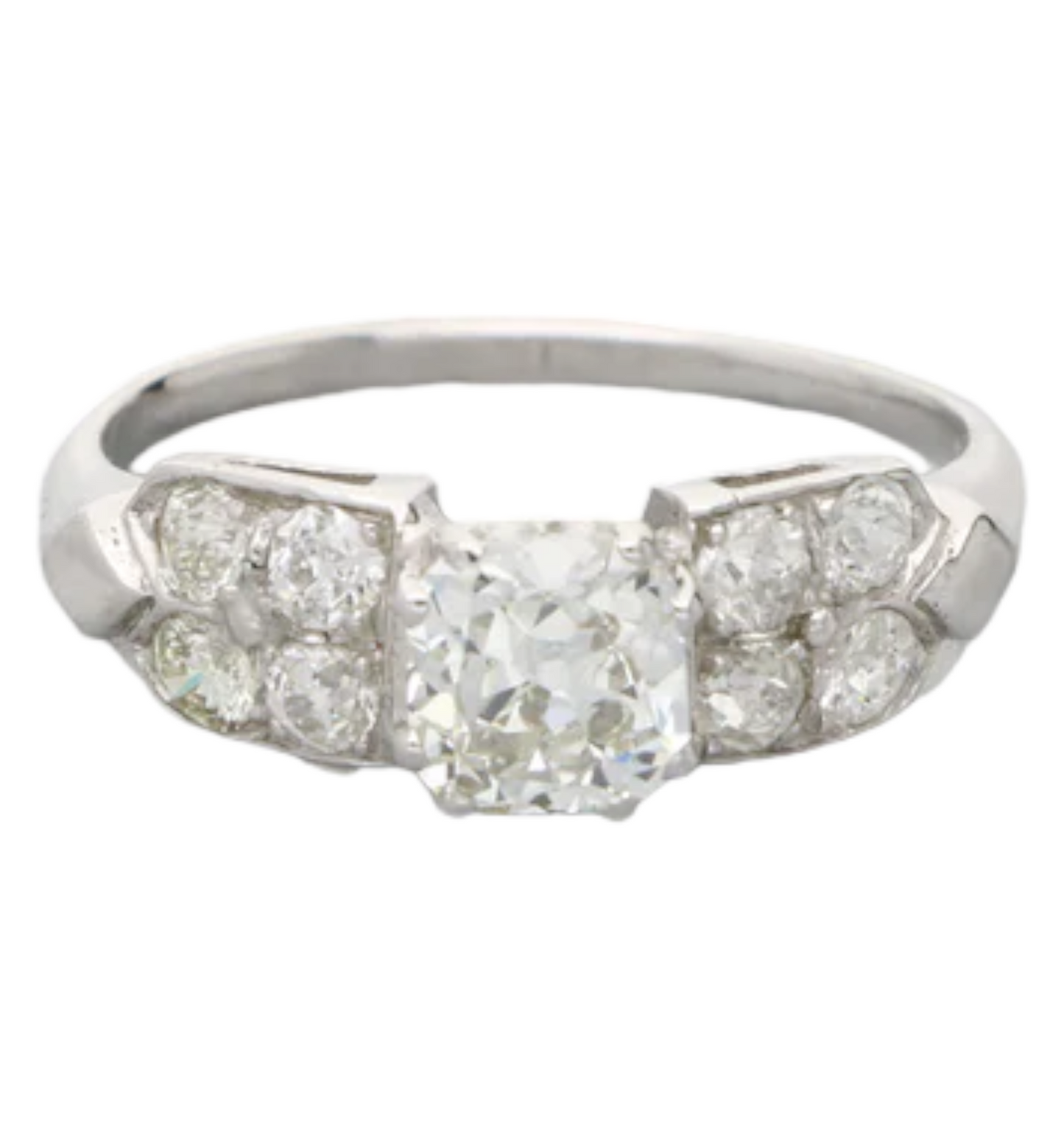 Platinum GIA 0.91ct old cut cushion diamond engagement ring