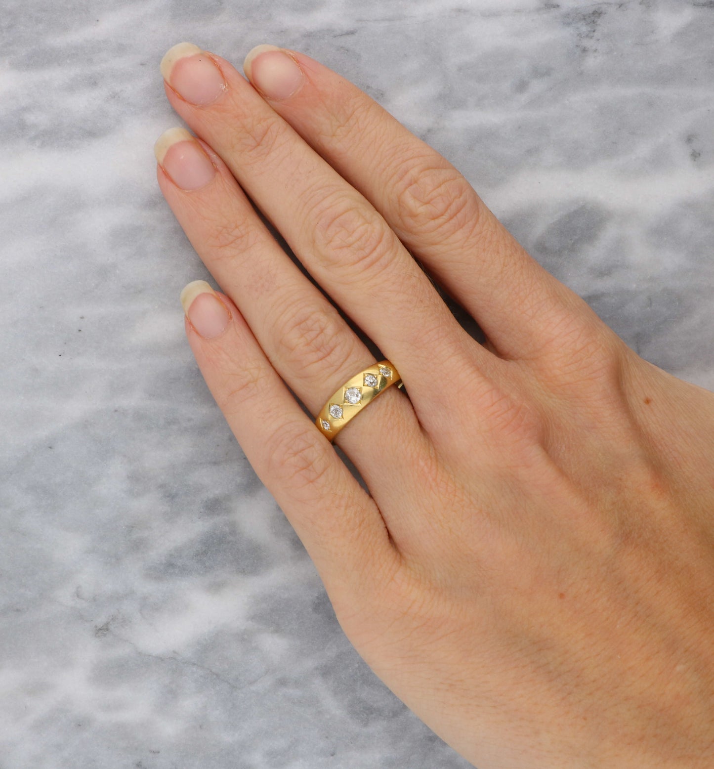 Antique 18ct old cut diamond 5 stone ring